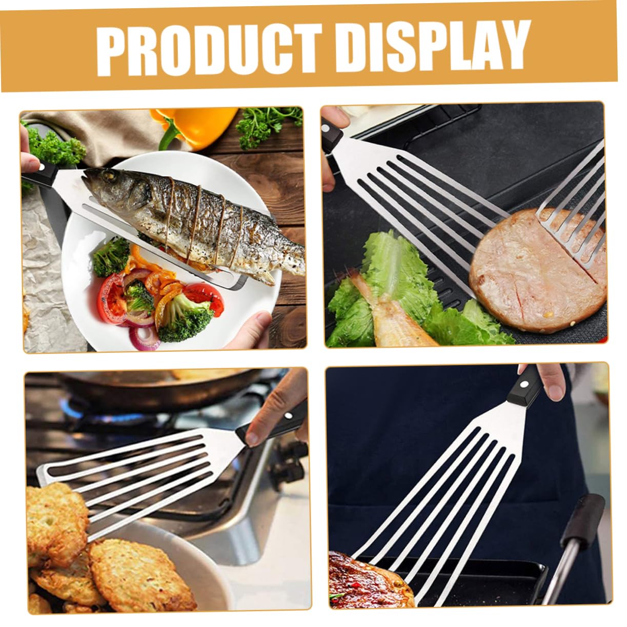 UPKOCH 5 Stück Fischspatel mit Schlitzen Robuster Pfannenwender für Steak Eier und Ergonomischer Küchenspatel für Zuhause Restaurants und Hotels Multifunktionales Kochwerkzeug