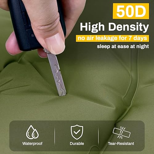 Miniatura 4 de Almohadilla de dormir doble, extra gruesa de 6 pulgadas para acampar para 2 personas con almohada integrada y bomba de pie, alfombrilla inflable