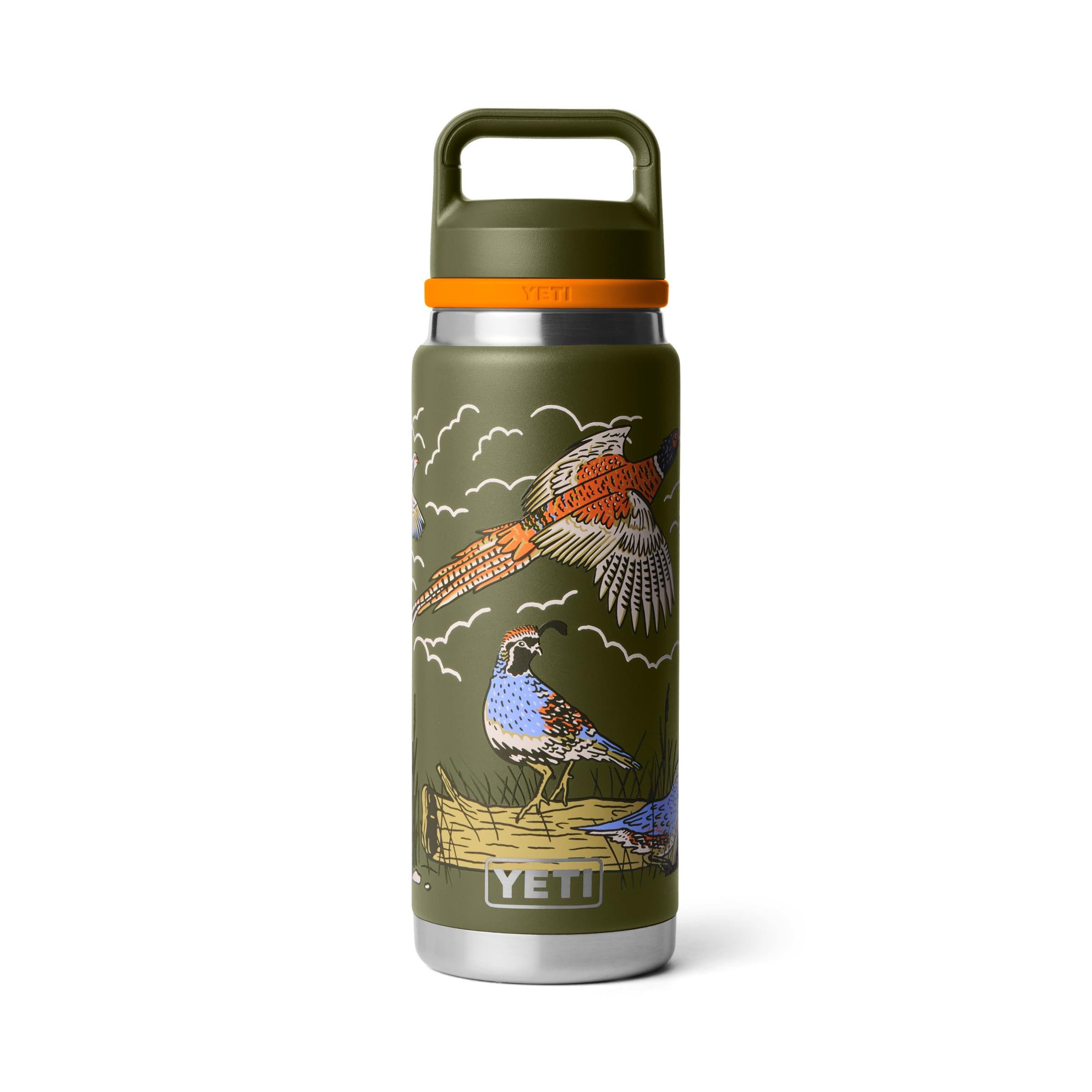 YETI Rambler 26 oz Bottle, Leakproof, Vacuum Insulated, Stainless Steel with Chug Cap, Upland Bird Olive