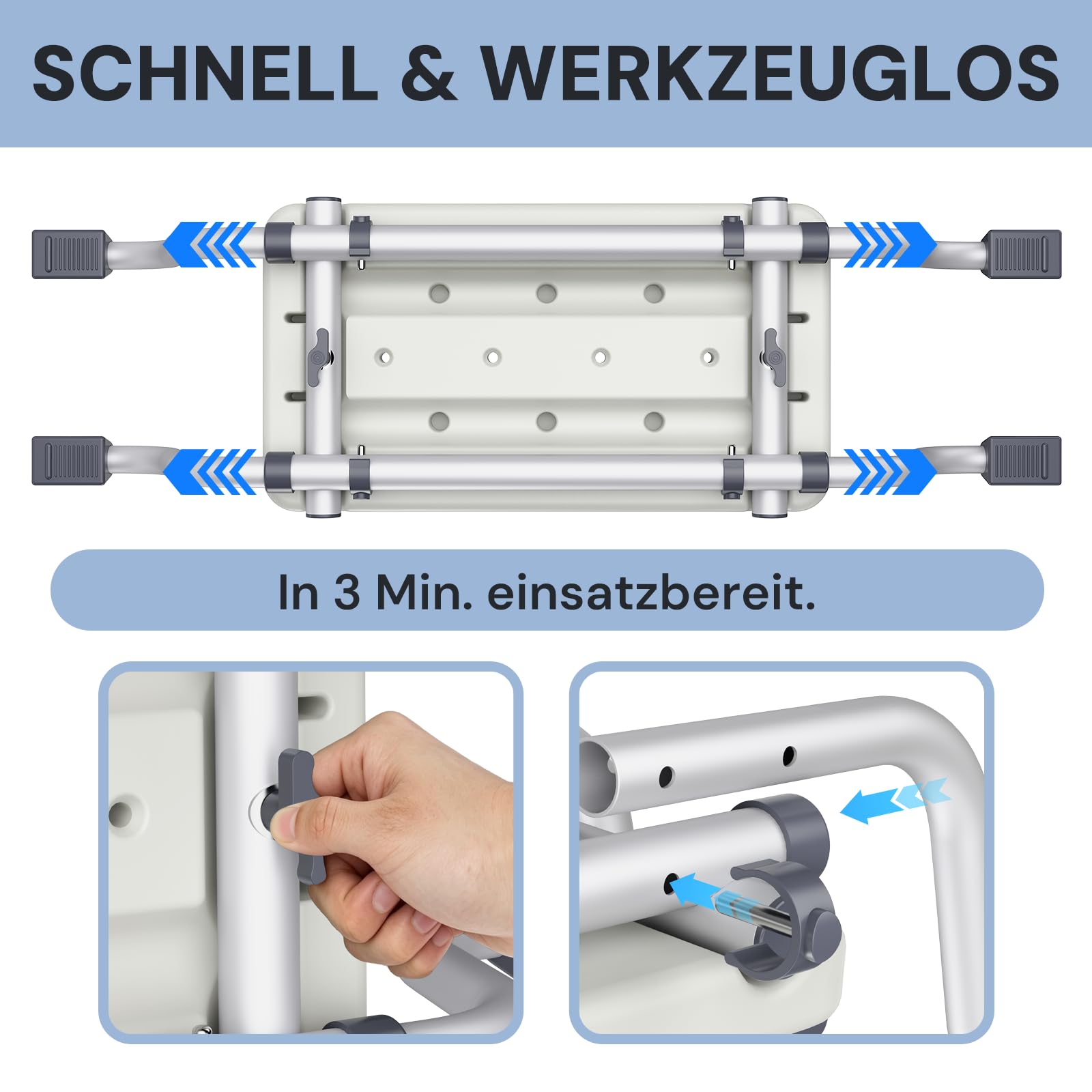 Badewannensitz Verstellbare Breite - Ergonomisches Badewannenbrett bis 136kg, Werkzeuglose Montage Badewannenhilfe für Senioren & Schwangere
