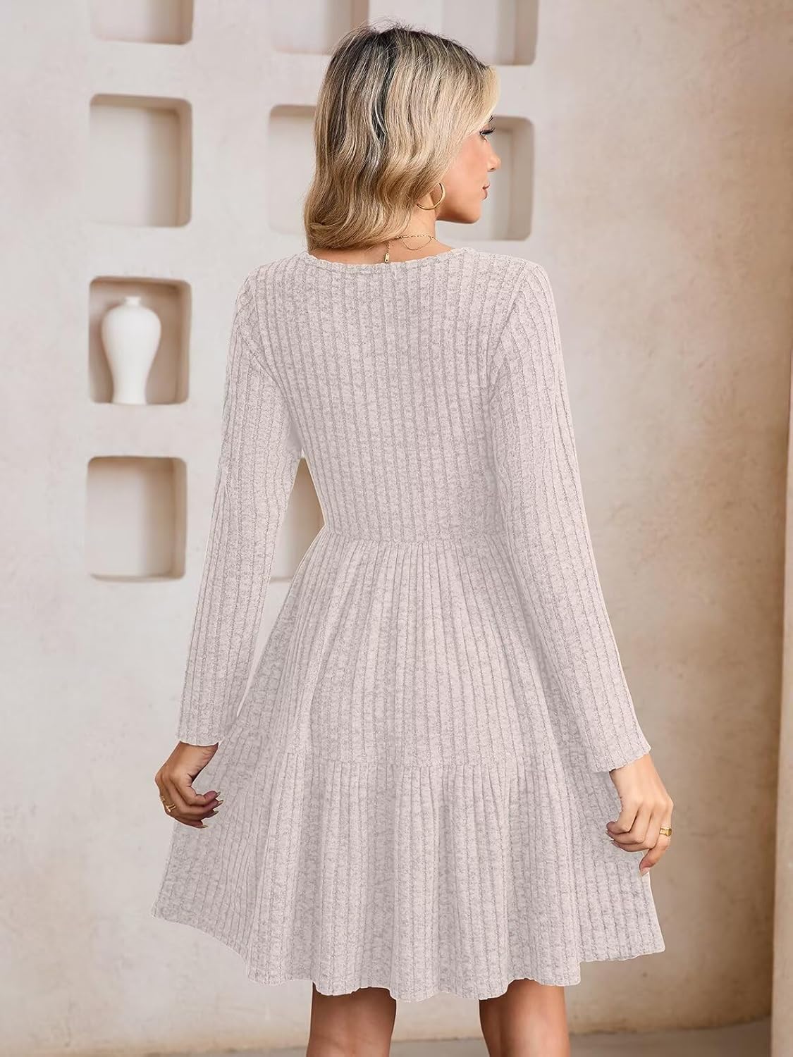 BELAROI Plus Size Sweater Dress for Curvy Women Fall Dresses Winter Crew Neck Long Sleeve with Pockets Tshirt Dress - Image 6