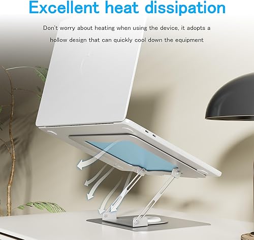 Miniatura 3 de Soporte ajustable para computadora de escritorio, soporte portátil para laptop con base giratoria de 360, elevador ergonómico plegable para laptop,