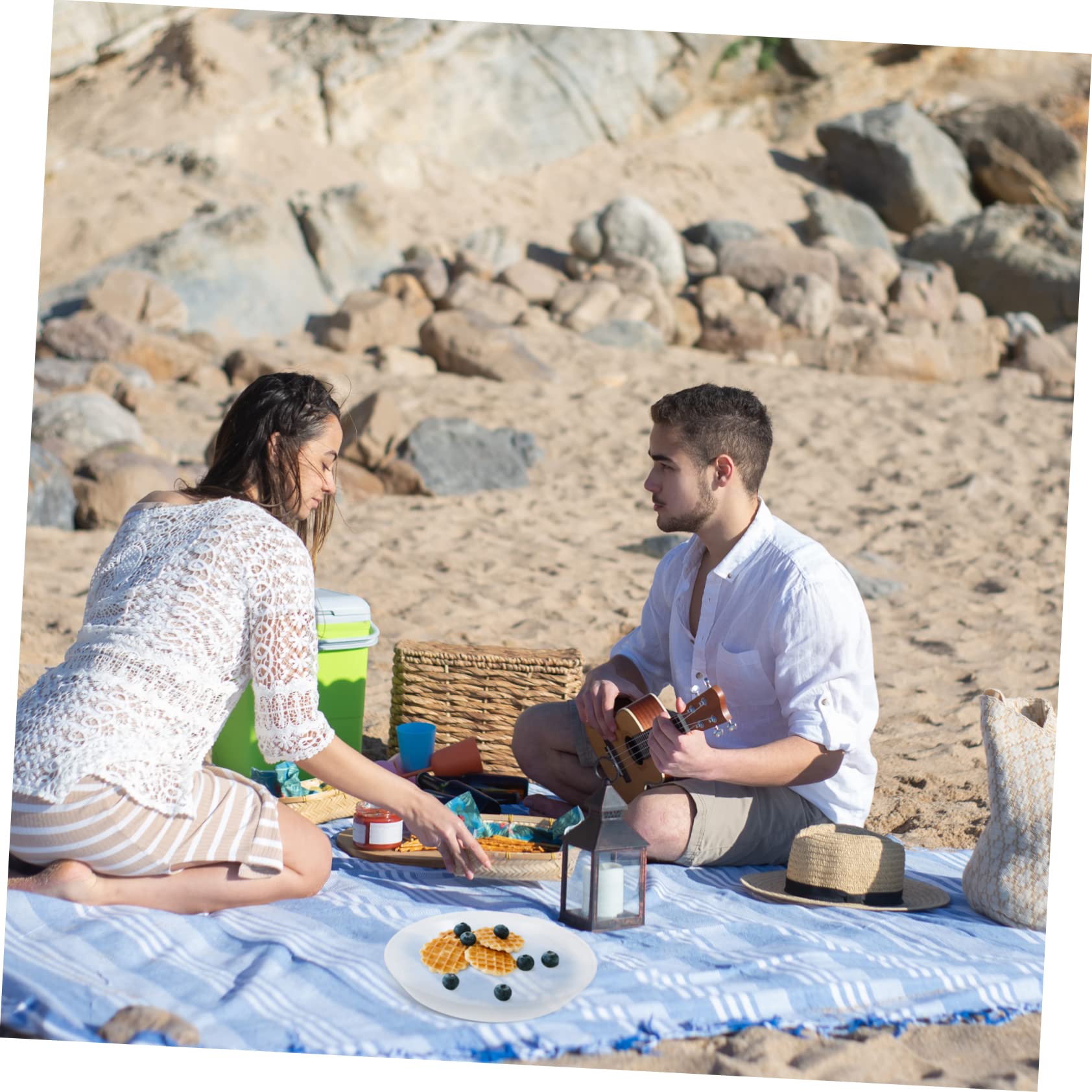 COOLHIYA 5-piece Camping Party Snack Serving Tray Set Multi-function Plastic Portable for Outdoor Bbq and Catering