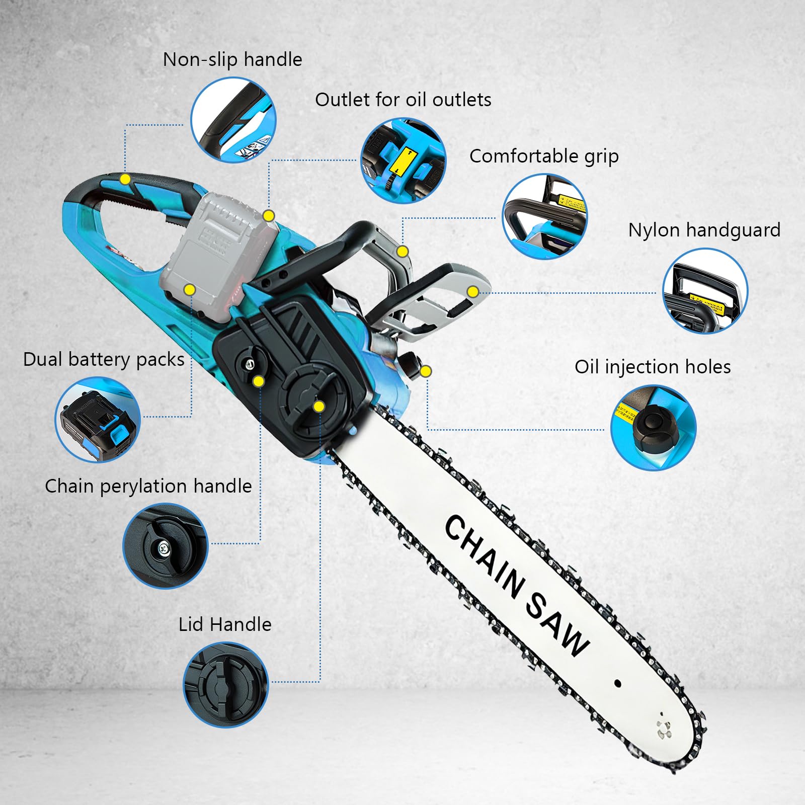 Motosierra eléctrica con batería compatible con Makita 18 V | Motosierra Bateria, 16 Pulgadas Motosierra Eléctrica Bateria, Motosierra Inalámbrica Portátil