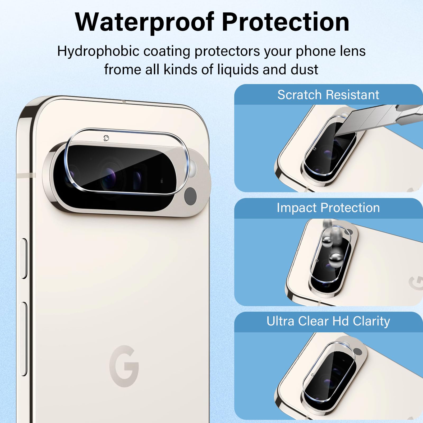 ELYCO Lot De 3 Protecteurs D'objectif D'appareil Photo Pour Google Pixel 9 Pro XL, Film De Protection D'objectif En Verre Trempé Dureté 9H, Ultra Transparent, Fin, Anti-huile/anti-poussière