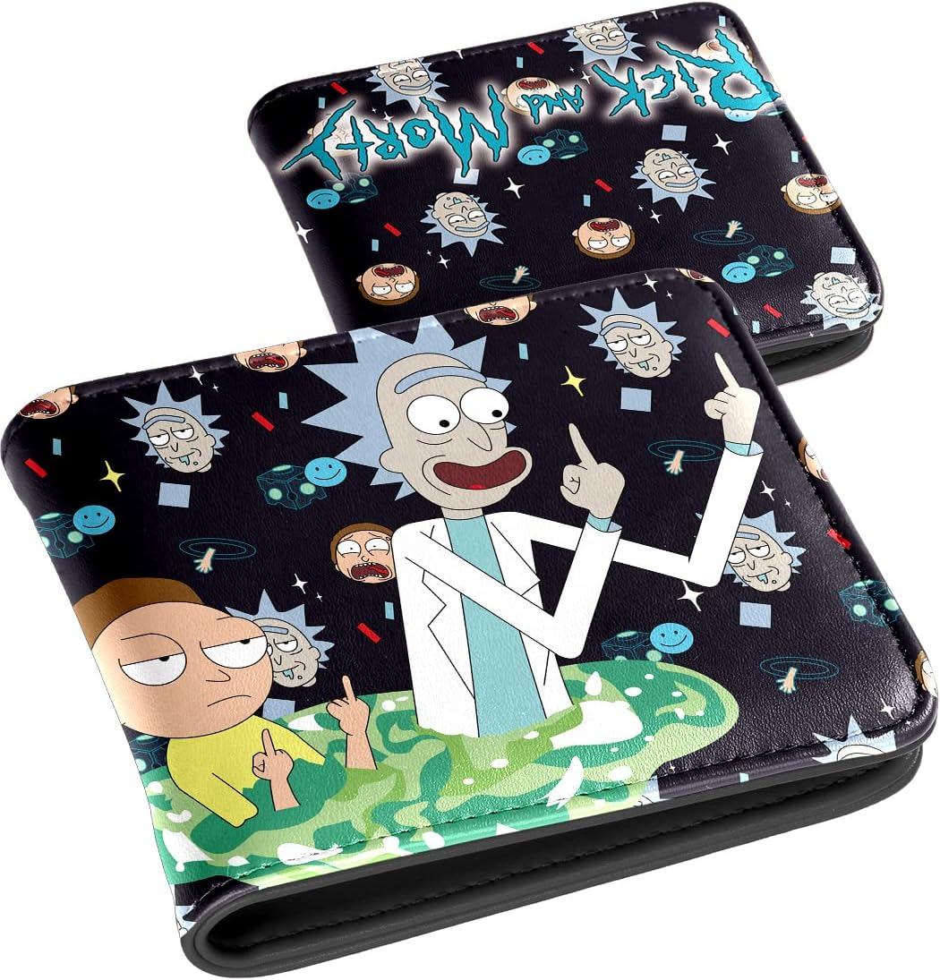 Toyuma Leather Wallet for Teen Boys Girls Kids Purse Wallets Credit ID Card Cute Kawaii Cool Aesthetic Slim Thin Design Cartoon Bi-fold Small Coin Purses for Youth Men Minimalist Wallet Rk Grandson