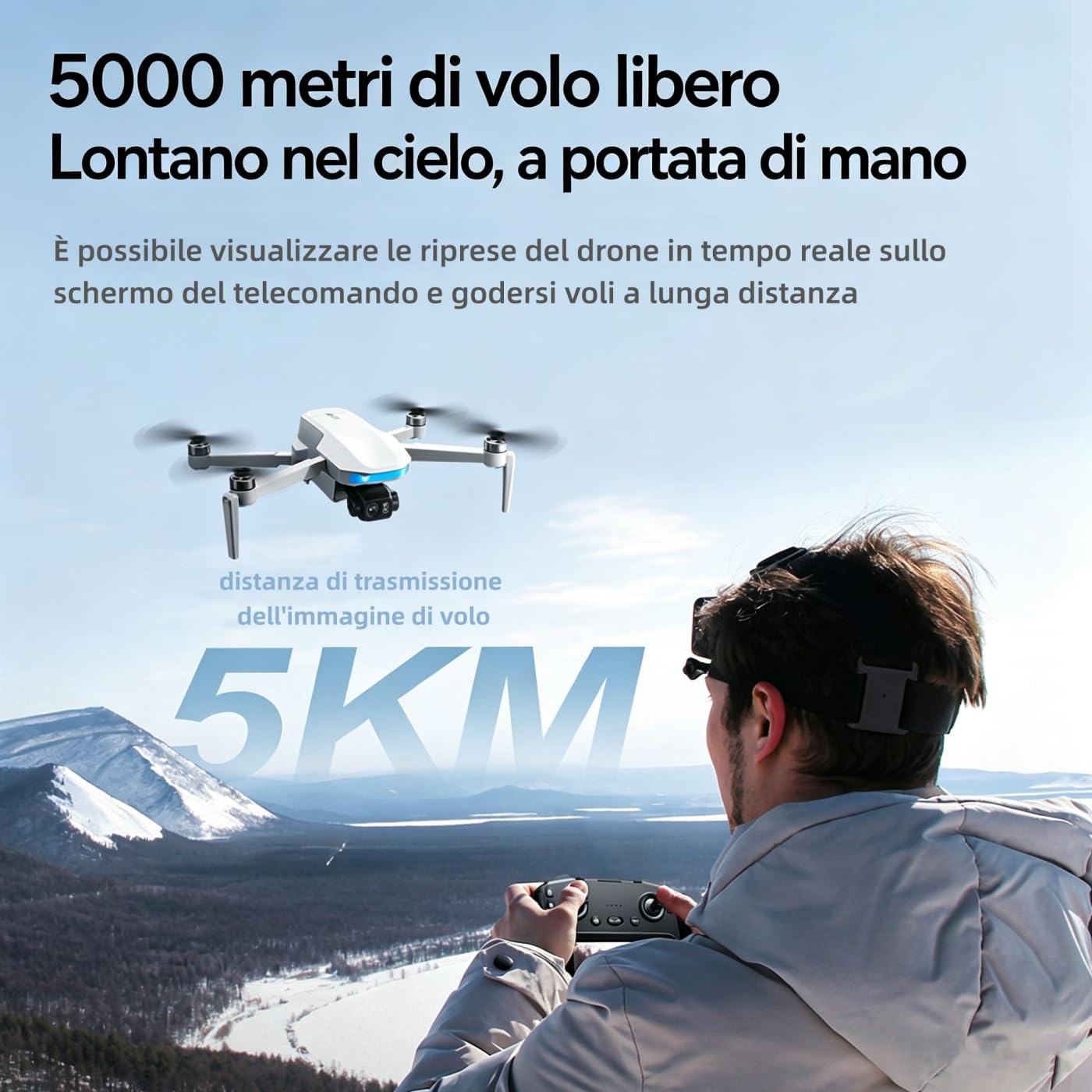Drone GPS con Fotocamera 4K RC Quadricottero Pieghévole 5KM Trasmissione Video Volo Circa 30-40 Minuti con GPS Auto Return Follow Me Cerchio Fly per Principianti e Adulti