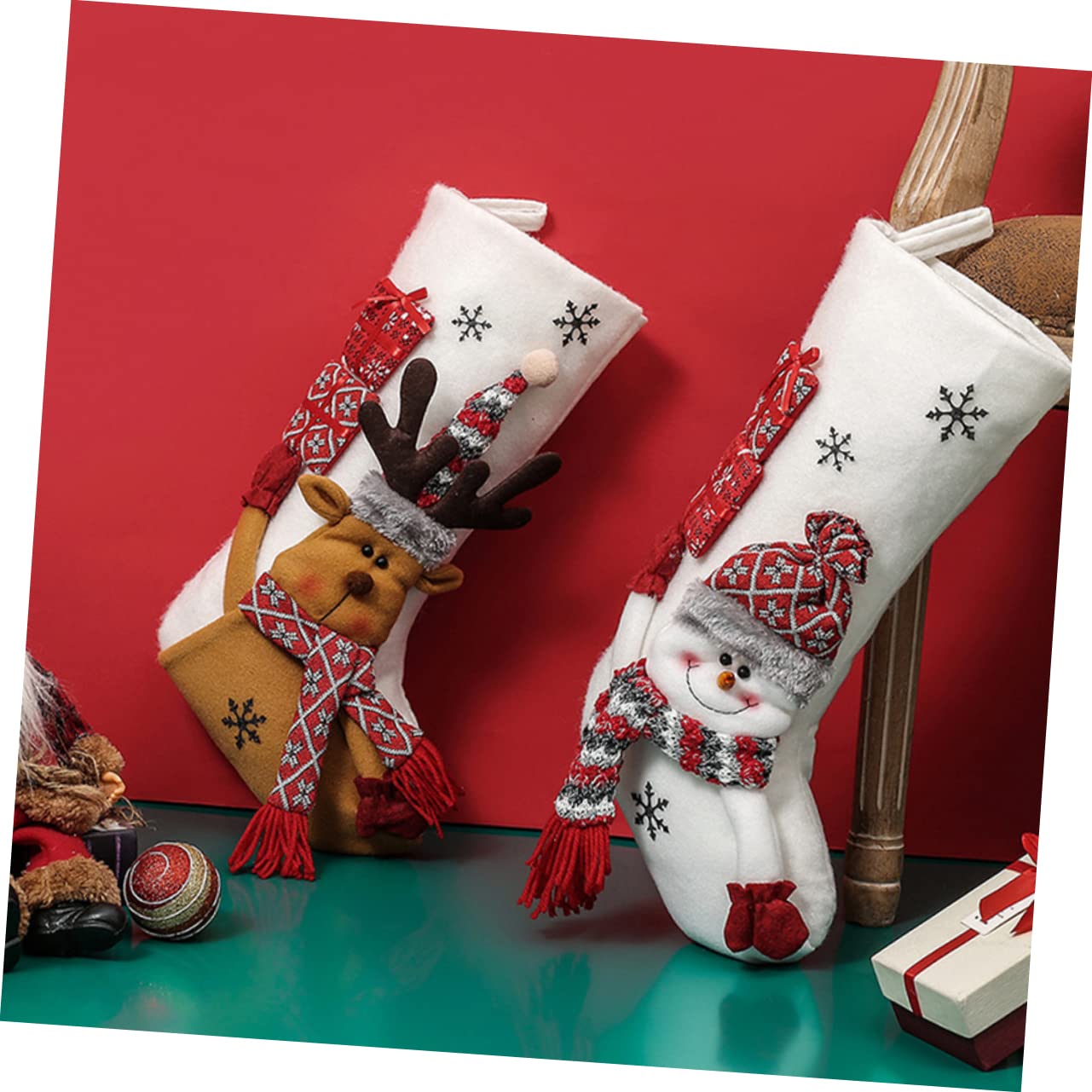 MAGICLULU 5 Piezas Calcetines Navideños Sostenedor del Calcetín De Navidad Colgante Cajas Gran Calcetín De Navidad Estante De Navidad Felpa Decoraciones Medias De Navidad Tejido No Tejido