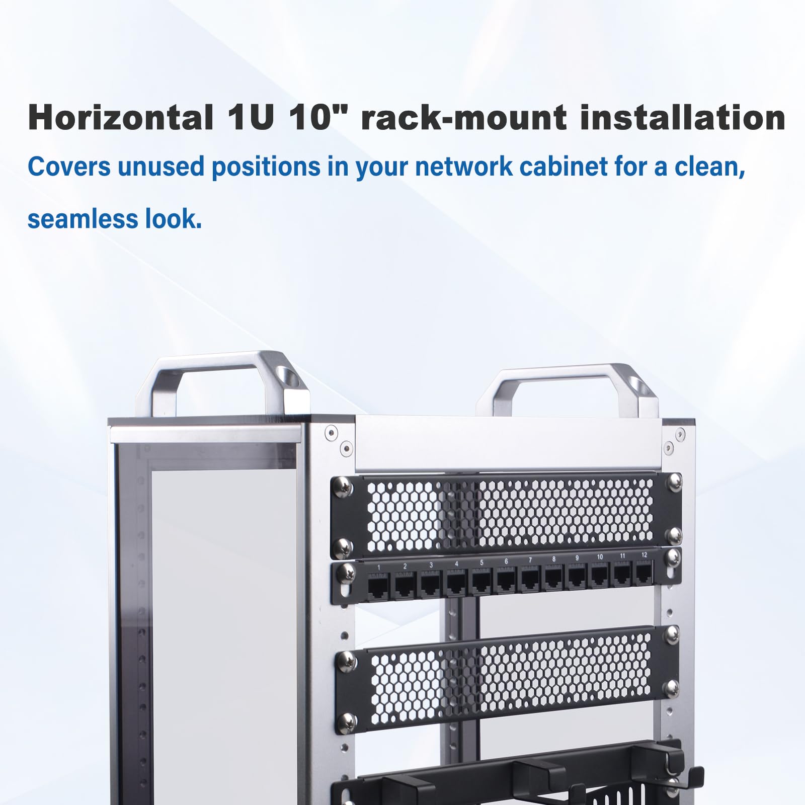 GeeekPi Pannello vuoto ventilato 1U da 25,4 cm, piastra di montaggio per rack DeskPi RackMate T0/T1/T2/T0 Plus/T1 Plus/TL1 e rack per server rack da 10" (nero, 2 pezzi)