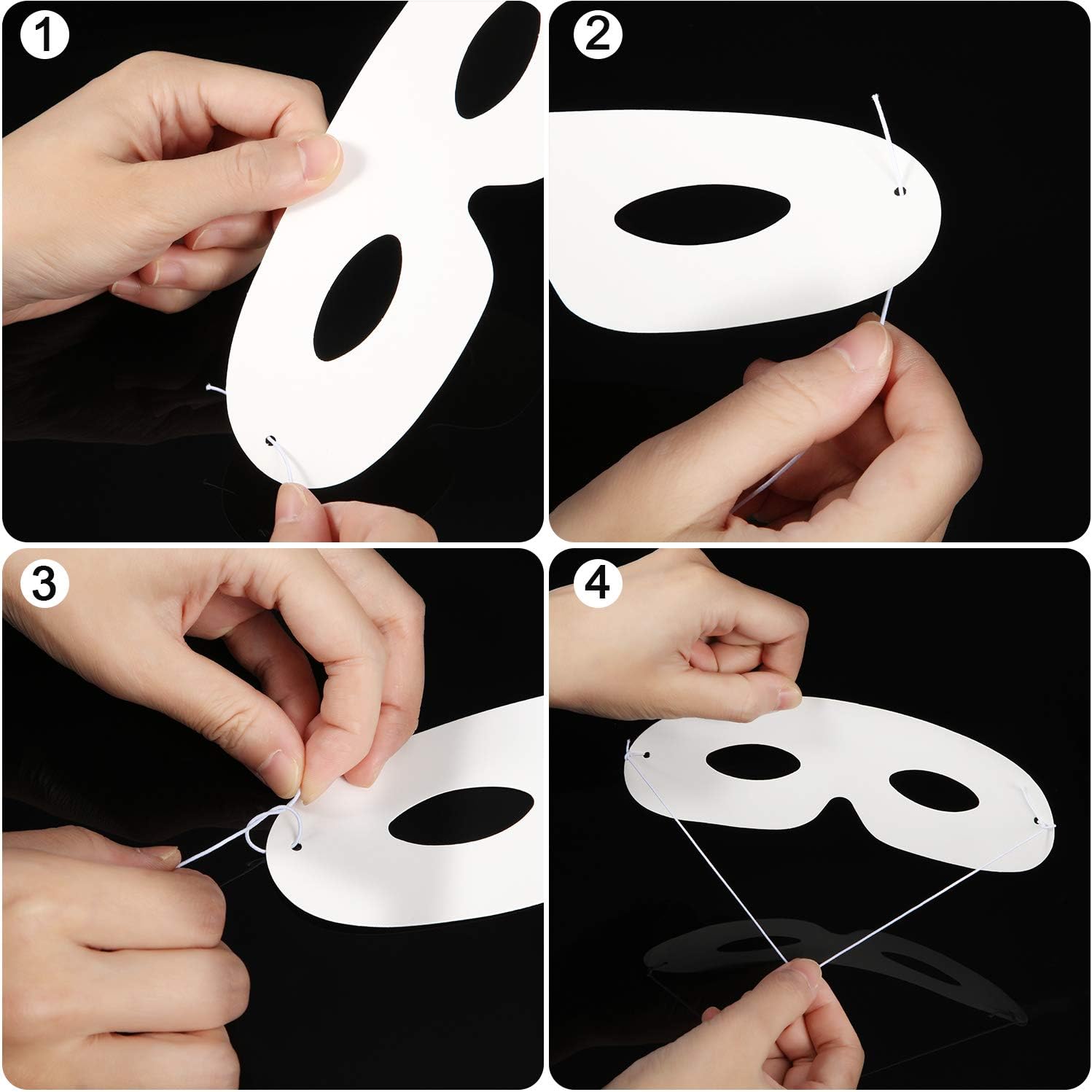 Gejoy 40 Pack Blank White Masquerade Eye Masks with Elastic Strings, Pre-Punched DIY Decorating Masks for Carnival & Mardi Gras Parties, Costume Accessory, Photo Booth Props - Image 4
