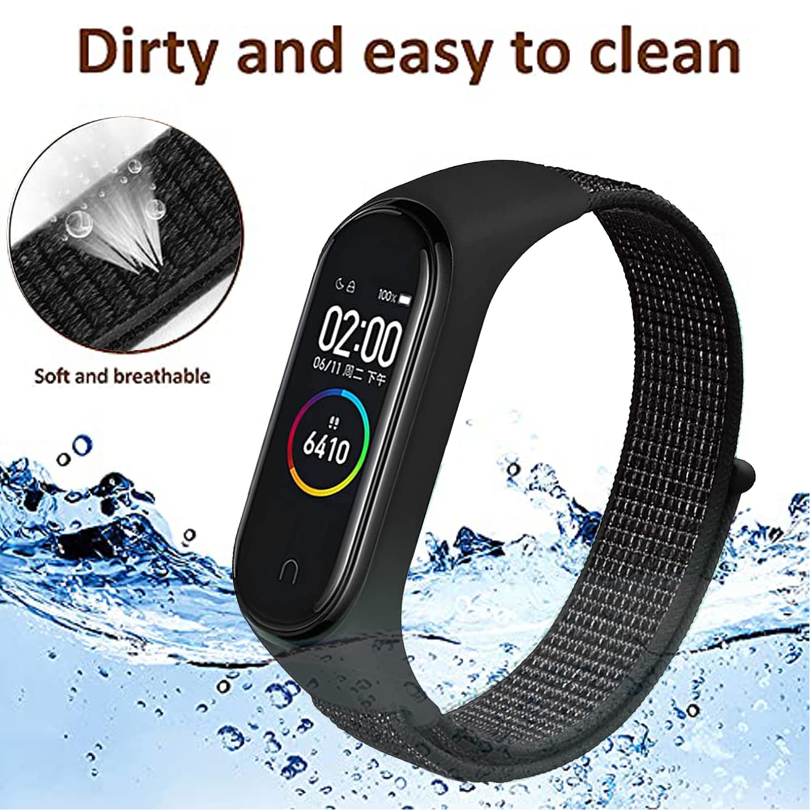 Keecuty Nylon Strap for Xiaomi Mi Band 6/5/4/3 & Amazfit Band 5 Adjustable Nylon Replacement Strap Compatible XiaomiMi Band 6/5/4/3 & Amazfit Band 5 for Women Men (Blue Green) - Image 4