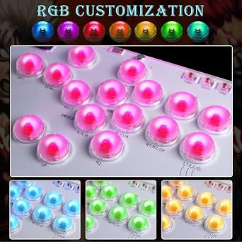 DO-CAM Leverless Controller Arcade Stick R16, Arcade Stick All-Button Controller for PC/PS3/PS4/Steam/Switch, Arcade Stick Street Fight with Turbo Function & Custom RGB(Support Hot Swap & SOCD-White)