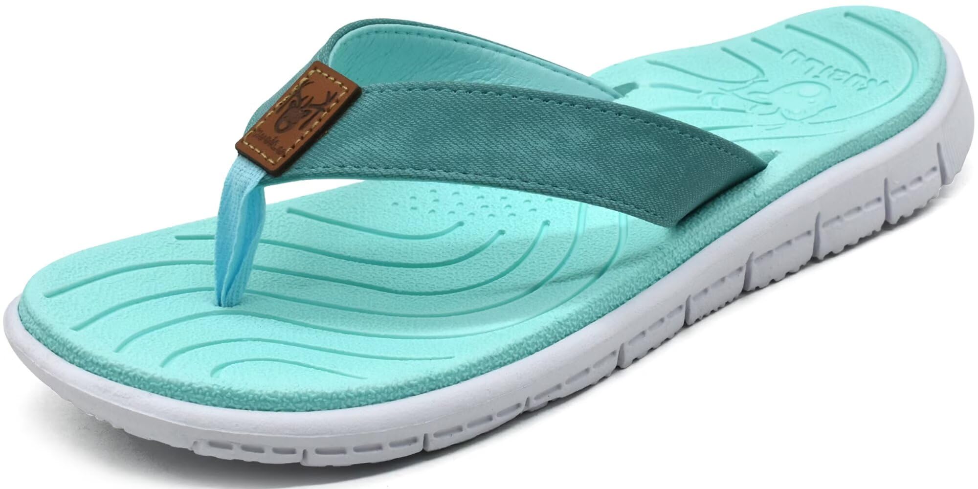 KuaiLuWomens Casual Flip Flops Yoga Mat Comfortable Cushion Arch Support Walking Thong Sandals Lightweight Non-Slip Summer Beach Slippers