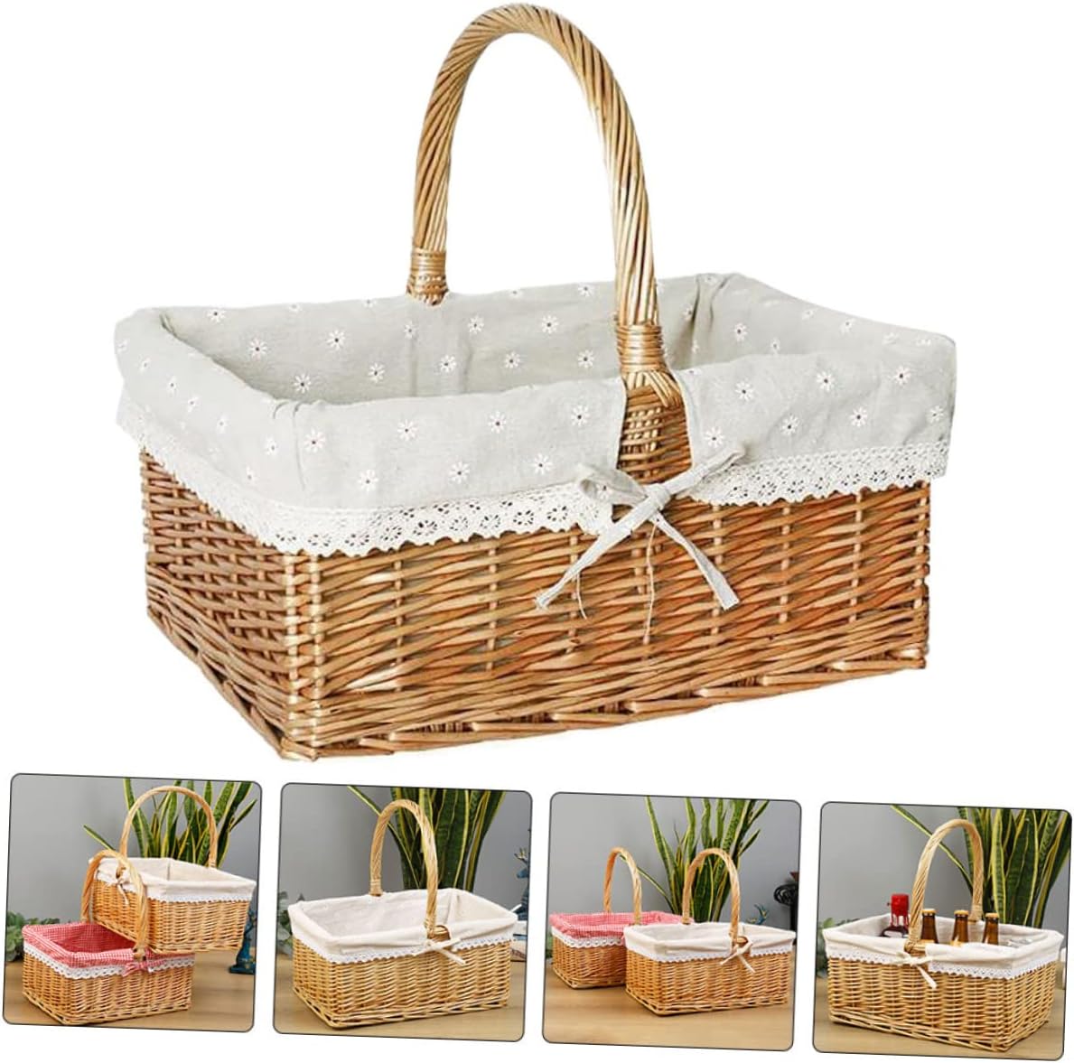 Unomor 1Pc Hand Woven Flower Basket Storage for Home Decor for Fresh Dried Flowers Unique Design for Giving Indoor Outdoor Use image 4