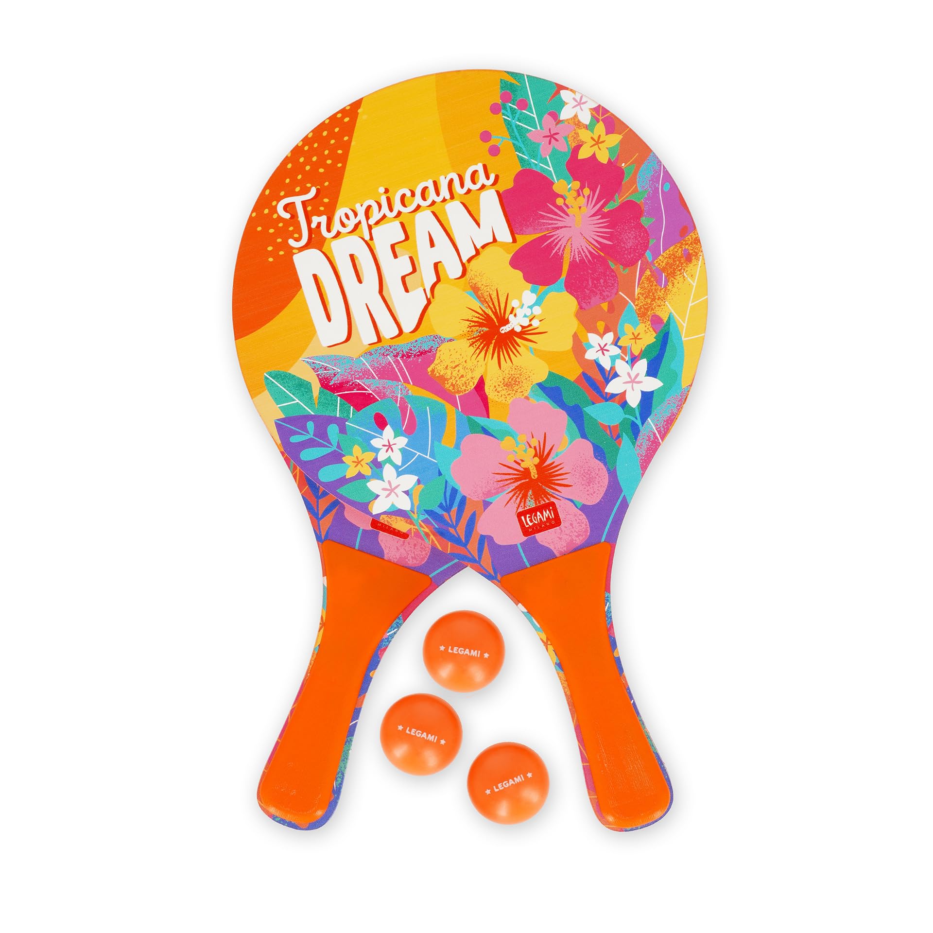 Legami - Racchette da Spiaggia, 2 Racchette, Beach Rackets, Impugnatura ergonomica, Custodia Inclusa, per Adulti e Bambini
