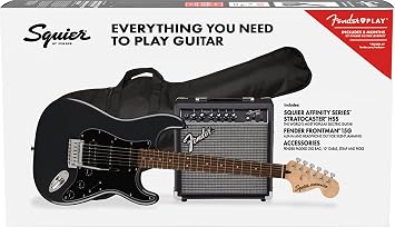 Squier Affinity Stratocaster HSS Laurel Klavye Kömür Frost Metalik Konser Çantası Frontman 15G Elektro Gitar Seti