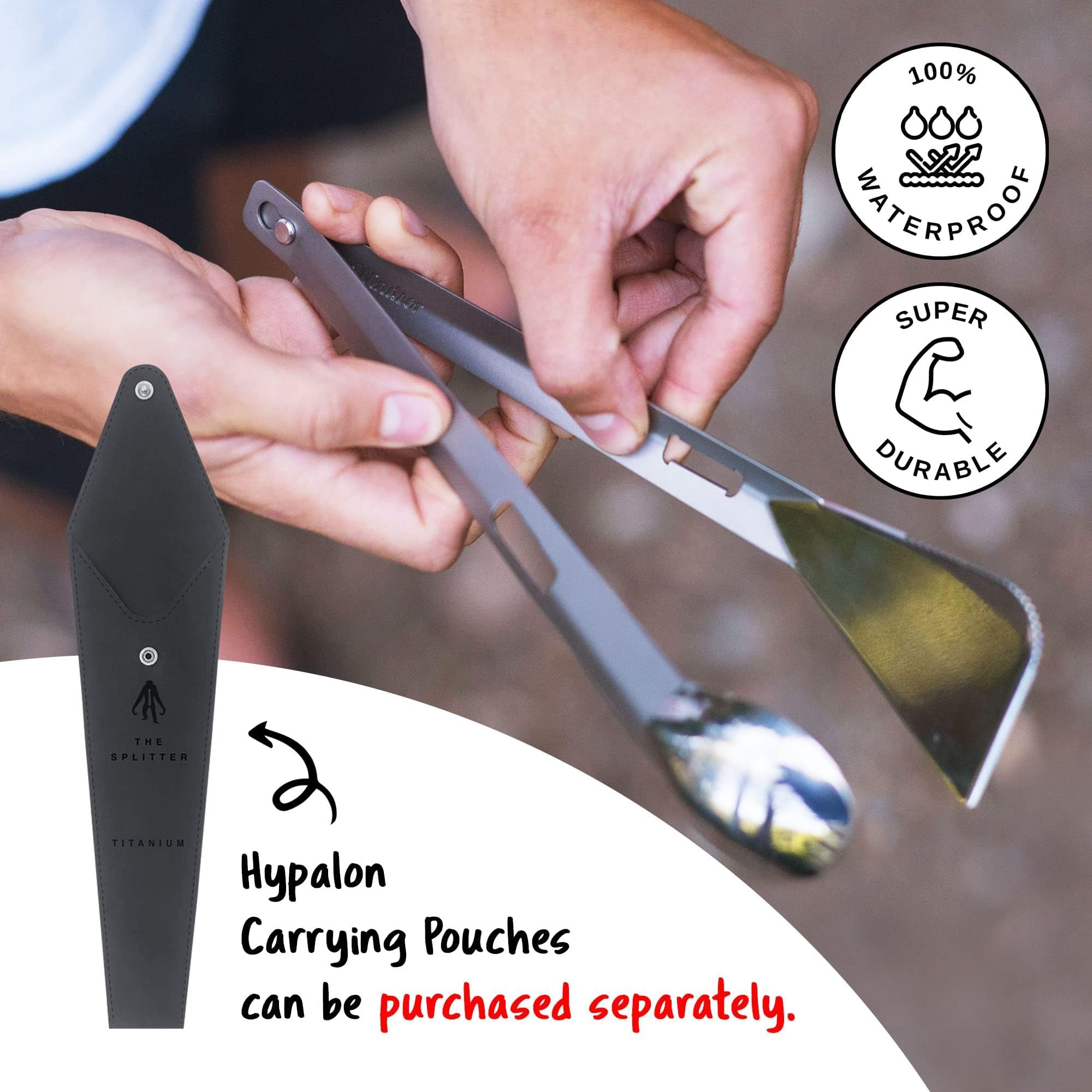Full Windsor THE SPLITTER Titanium Tongs, Spork and Spatula from - Portable Lightweight Metal Multi Utensil for Camp Kitchen, Backpacking, Travel, Outdoor Cooking, Camping Cookware, No Mess Eating Set