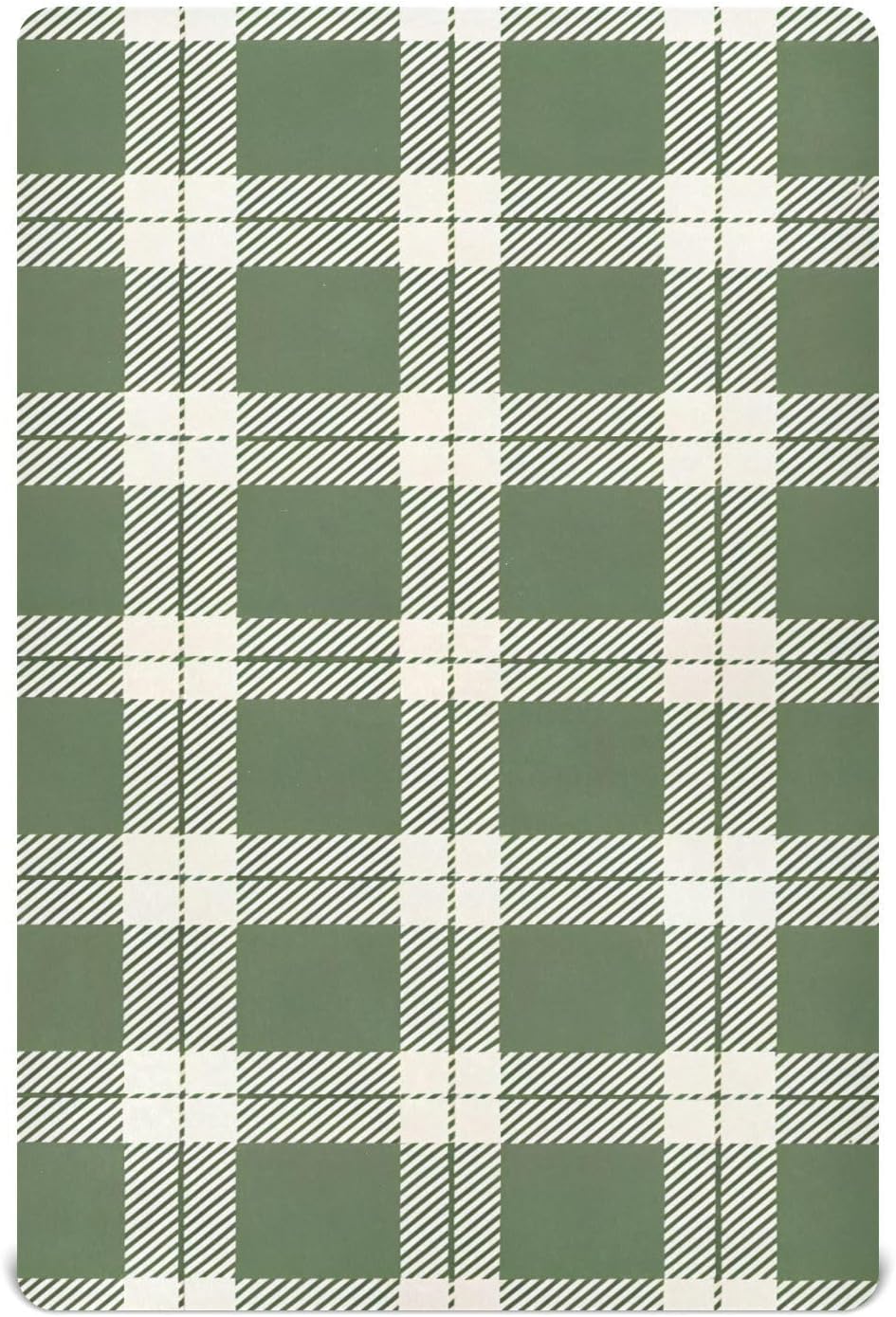 Olive Green Gingham Plaid Crib Sheets - Boys & Girls Cotton Crib Sheet for Standard Crib and Toddler Mattresses 52 X 28 Inch