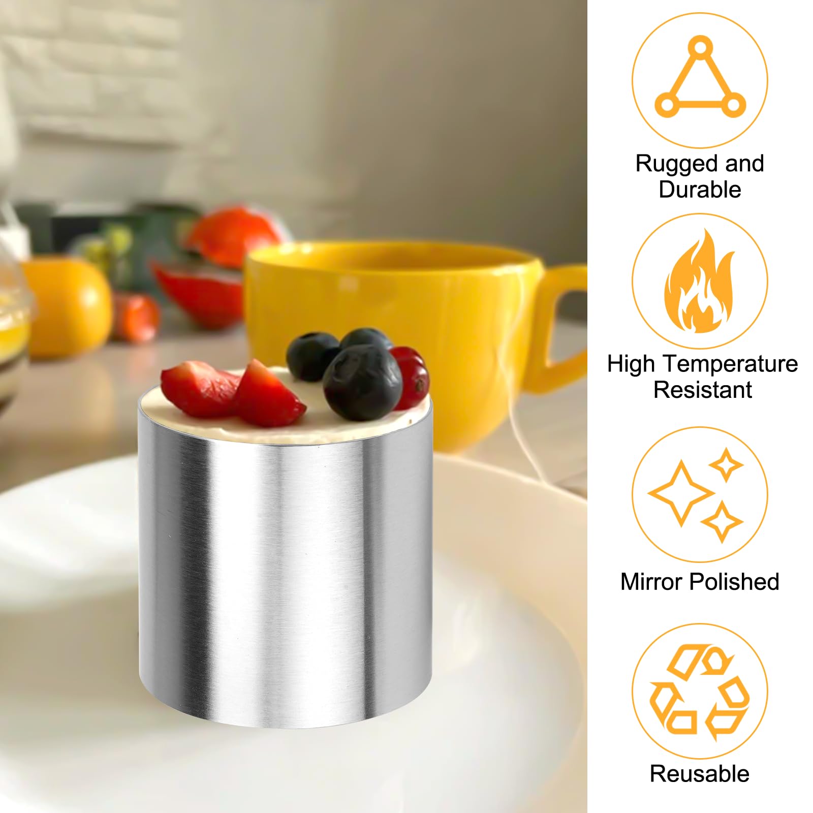 Set 8 Coppapasta Tondi In Acciaio Inox - 5 Cm, Per Torte, Mousse E Sushi