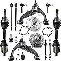 Detroit Axle Front Suspension Kit for 2013-2018 Ram 1500 4WD: CV Axles, Wheel Hubs, Control Arms, Ball Joints, Sway Links, Tie Rods