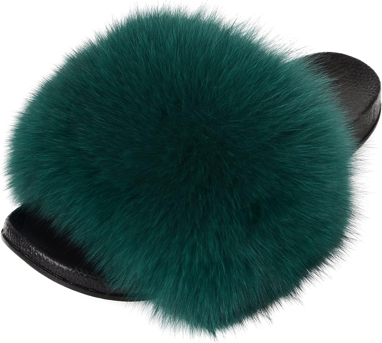 Women Fur Slides Big Fur Womens Fluffy Slippers House Slippers Slides Fuzzy Sandals Furry Slides Open Toe Indoor Outdoor