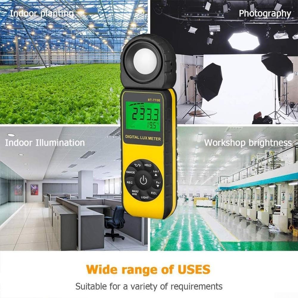 Medidor de luz profesional digital Luxmeter 0.01 a 300k Lux con memoria de datos para uso en jardín