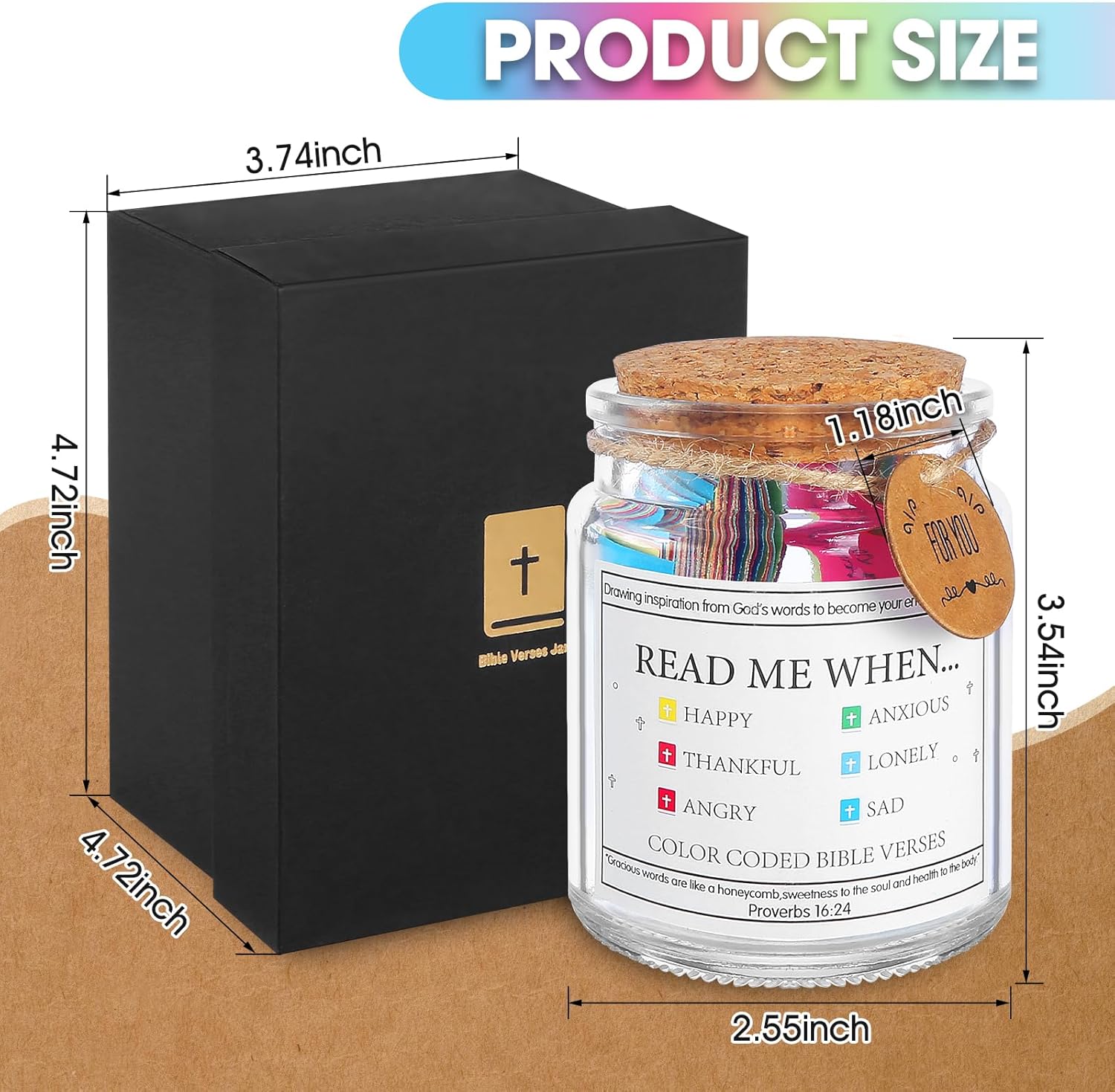 12 Pack Bible Verse Jar,Read Me When Bible Verses Jar for Emotions and Feelings,Church Gift Bulk,Christian Gifts for Women,Religious Graduation Gift,Prayer Hope Jars,Christmas Gifts For Kids