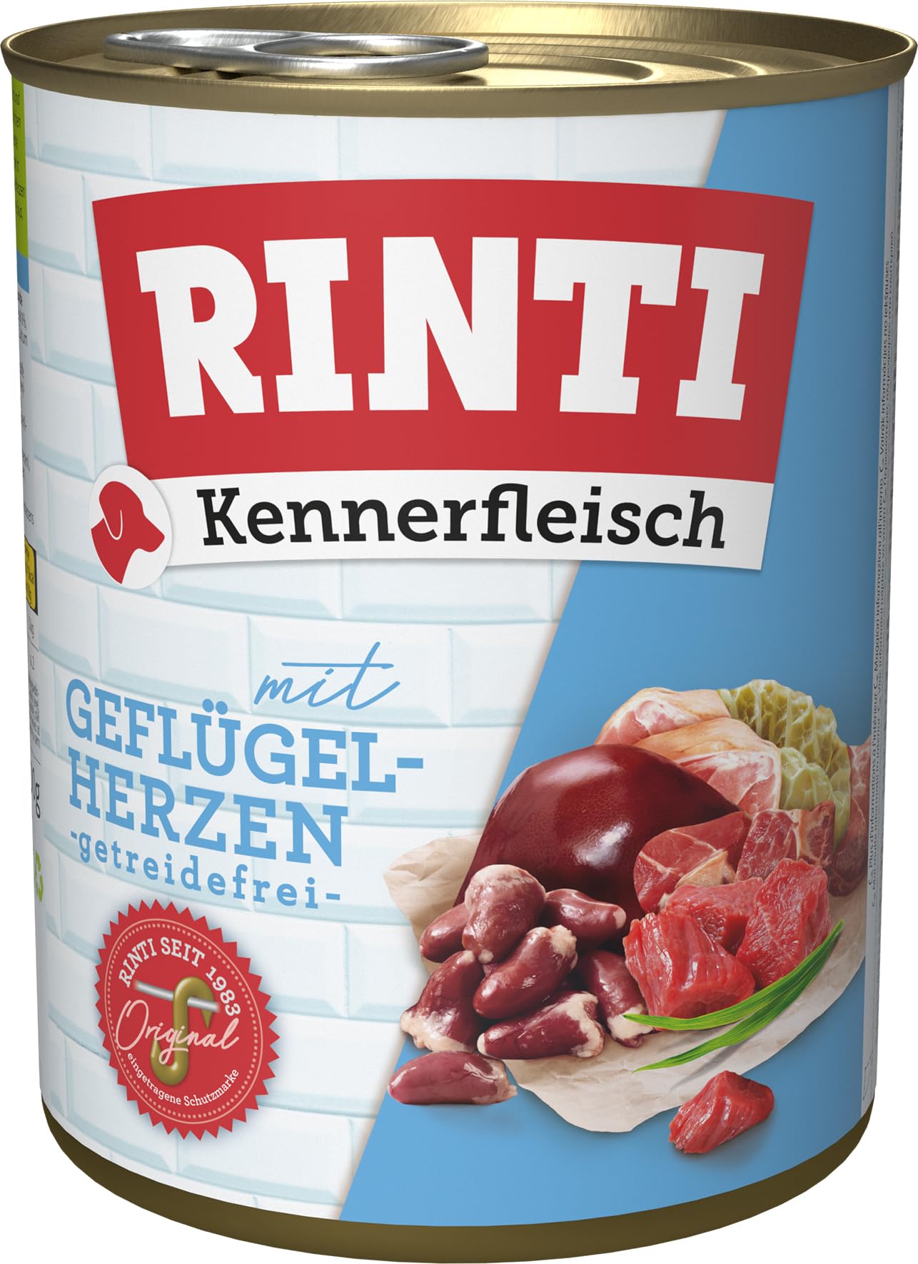 RINTI Carne con Corazones de Aves de Corral 12 x 800 g
