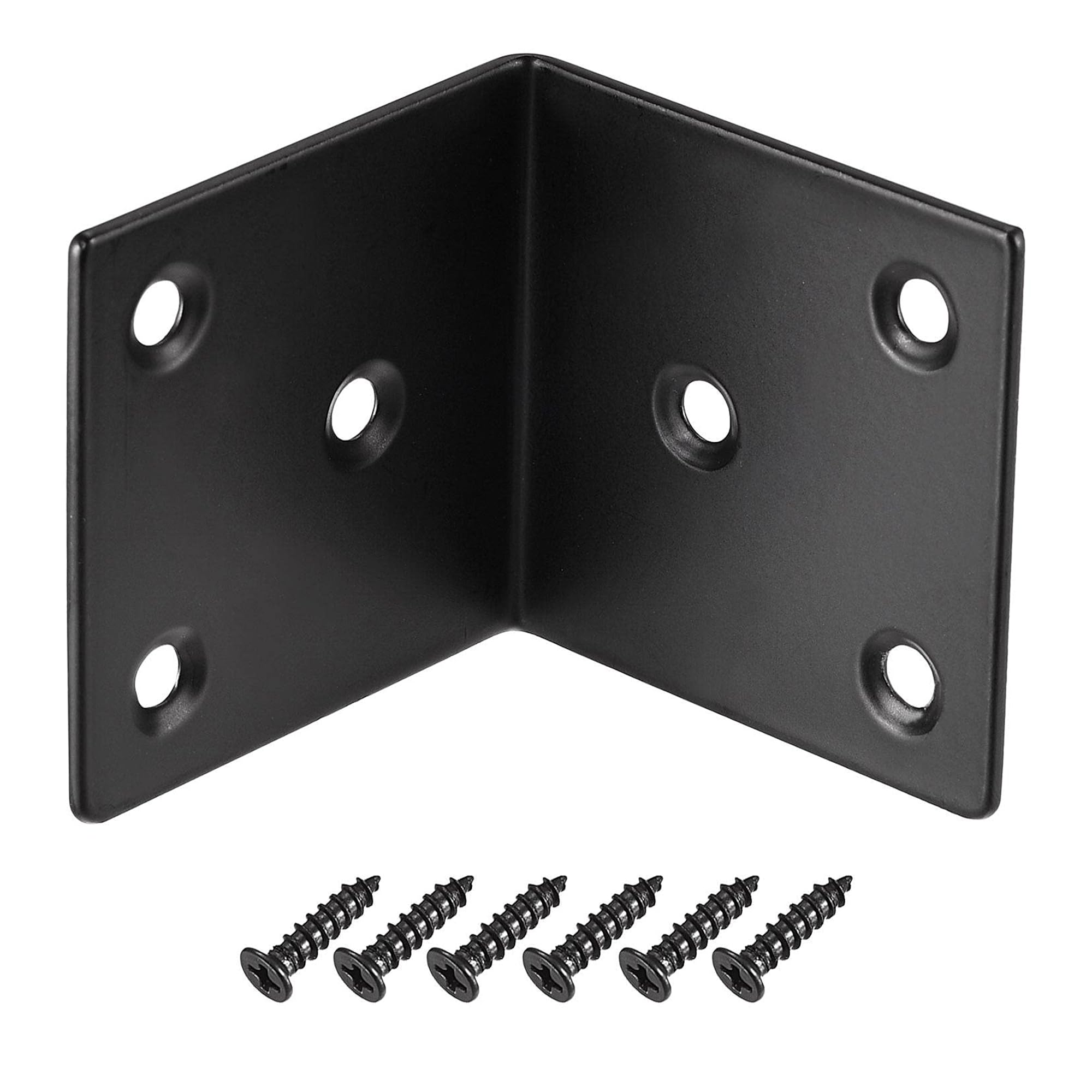 TA-VIGOR Heavy Duty L Brackets, 50x50x50mm Black Stainless Steel Corner Braces, 90 Degree Brackets with Screws