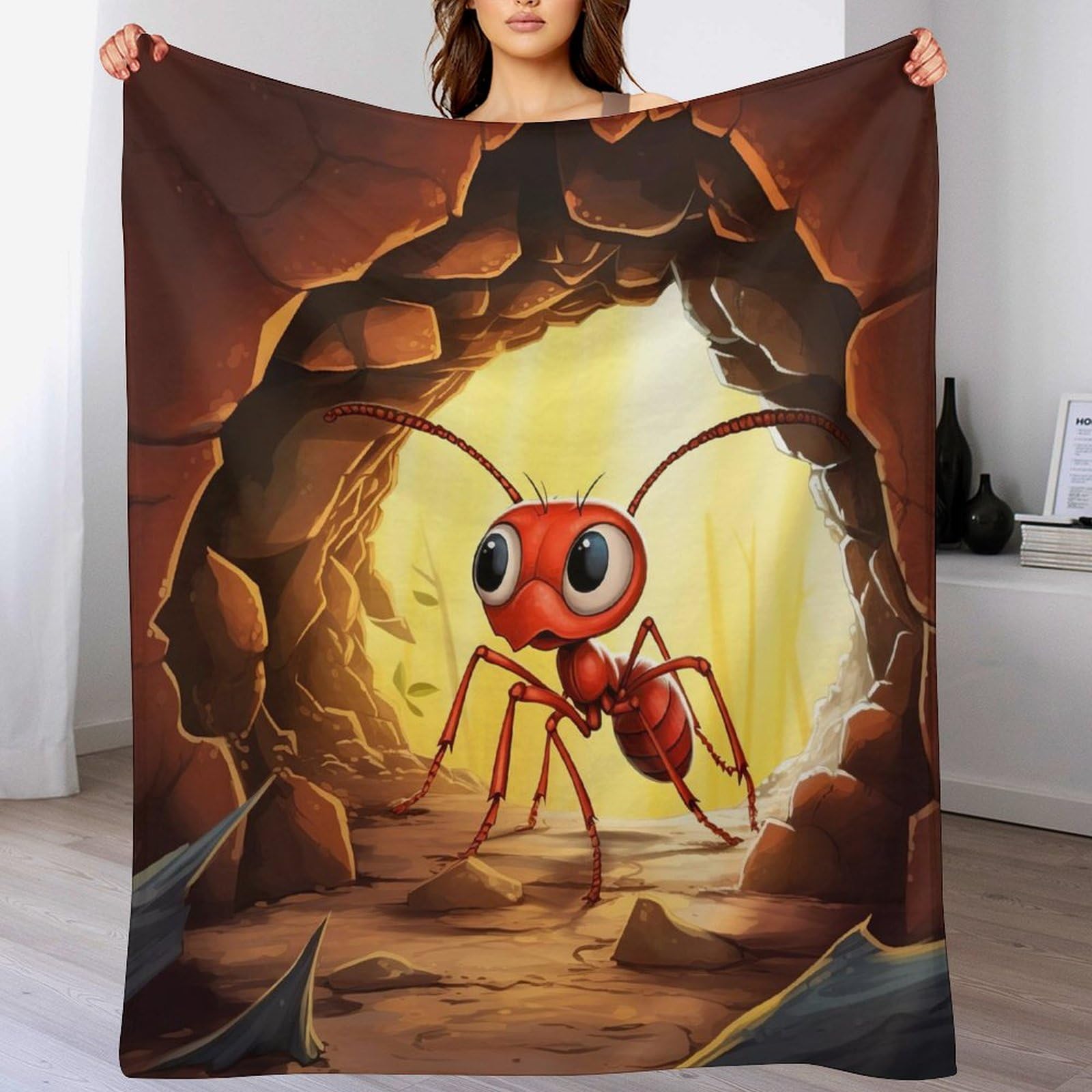 Couverture polaire flannel fourmi 180x200cm jeté de lit doux