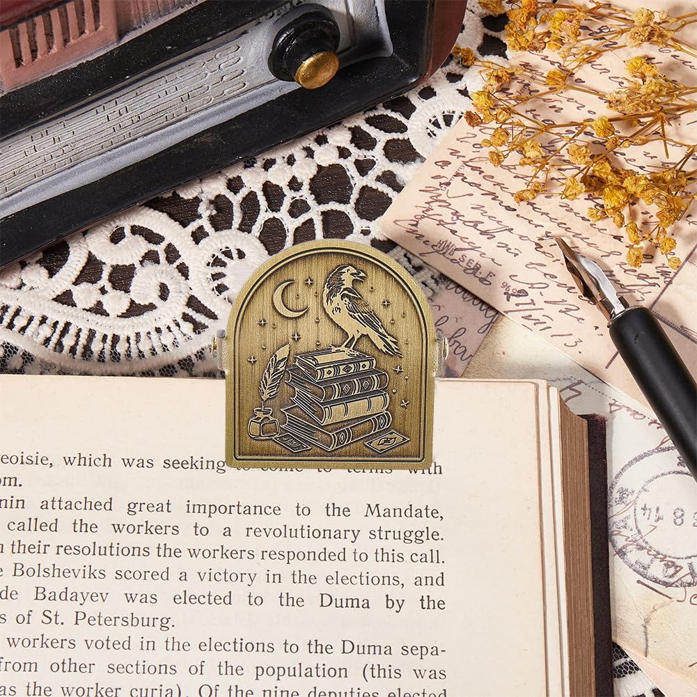 CRASPIRE Crow Notebook Clip Vintage Journal Binder Books Moon Metal Brass Decorative Page Binder Clamp File Holder Travelers Bookmark for Book Planner TN Art Documents Reading Accessories โ image 1
