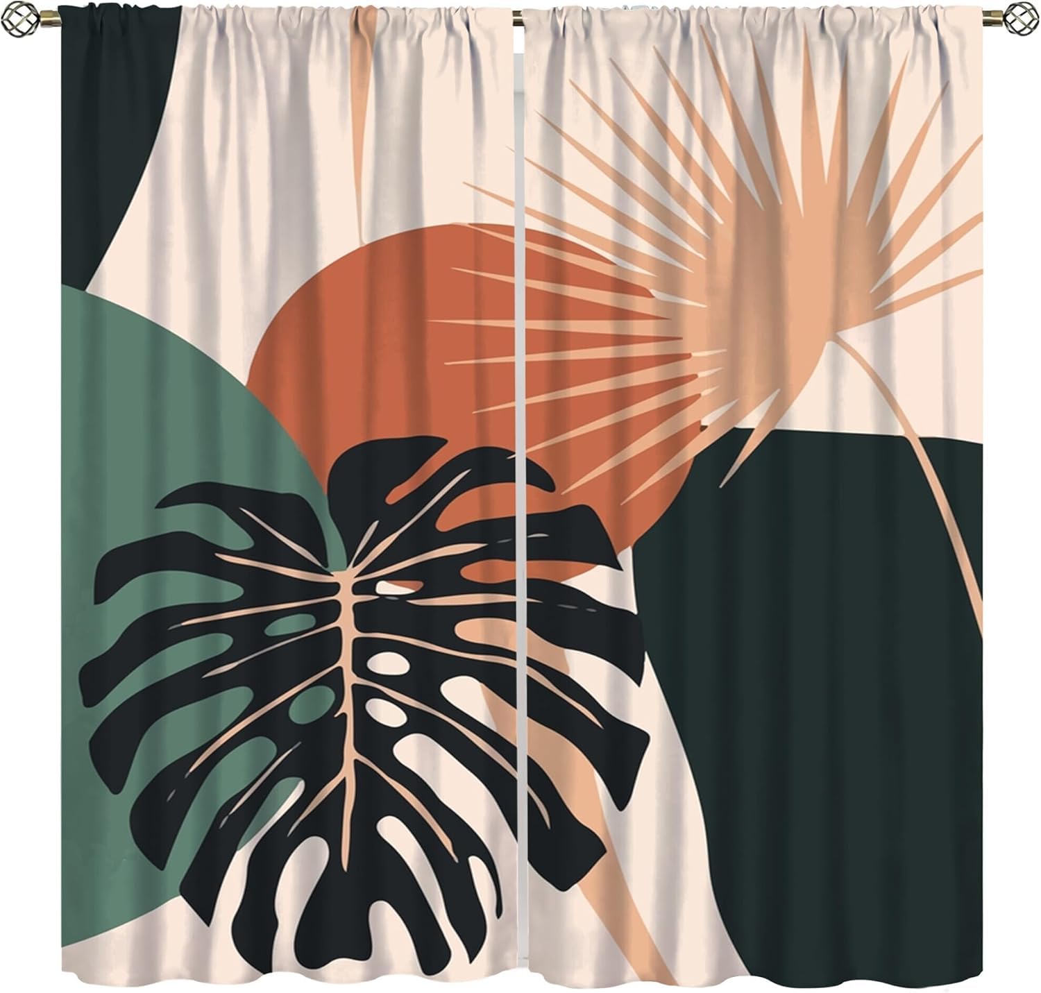 Rideau chambre enfant motif de feuilles impression 3D déco fenêtre
