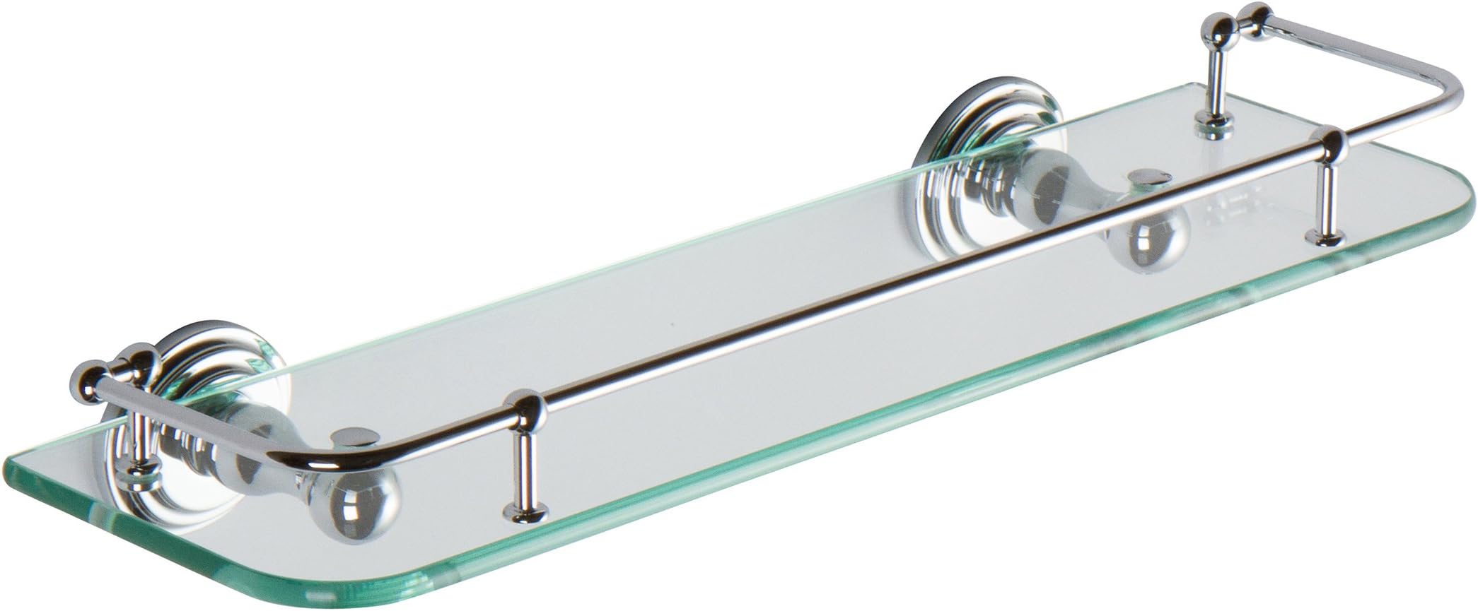 Ginger, 1135T-24/PC, Chelsea 24" Glass Shelf with Rail, Polished Chrome