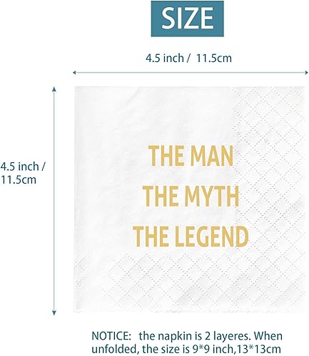 Miniatura 2 de Telón de fondo de cartel de The Man The Myth The Legend y 50 servilletas, decoración de fiesta de cumpleaños del día del padrepapá, suministros de