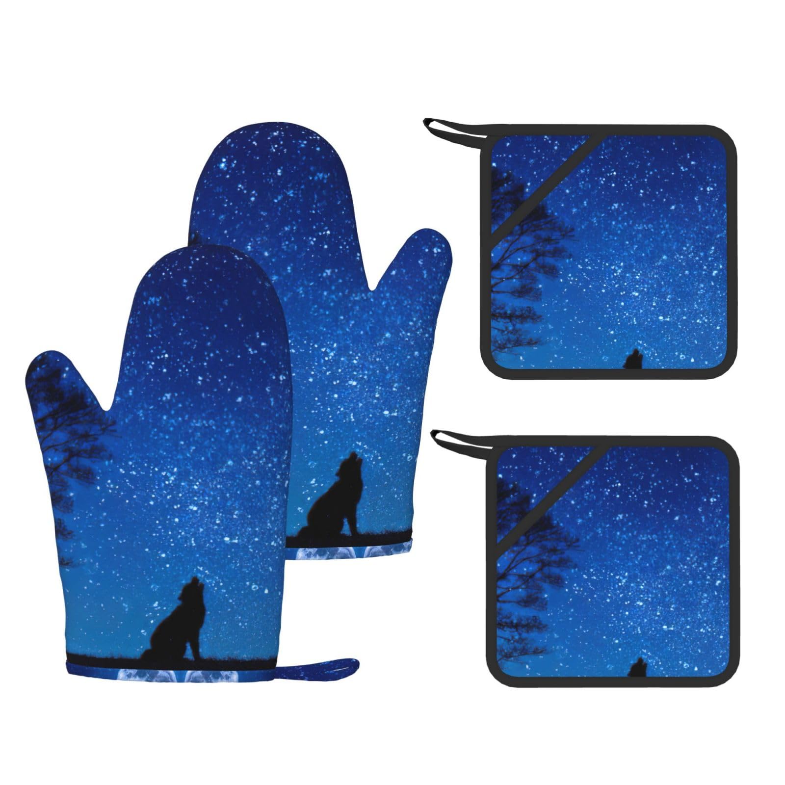Maniques silicone loup contre les brûlures avec dessous de plat protecteurs