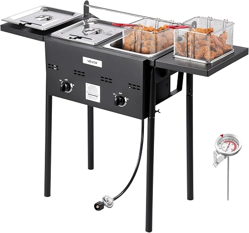 VEVOR Friteuse au Gaz Propane à Double Cuve 9Lx2, Apparei…