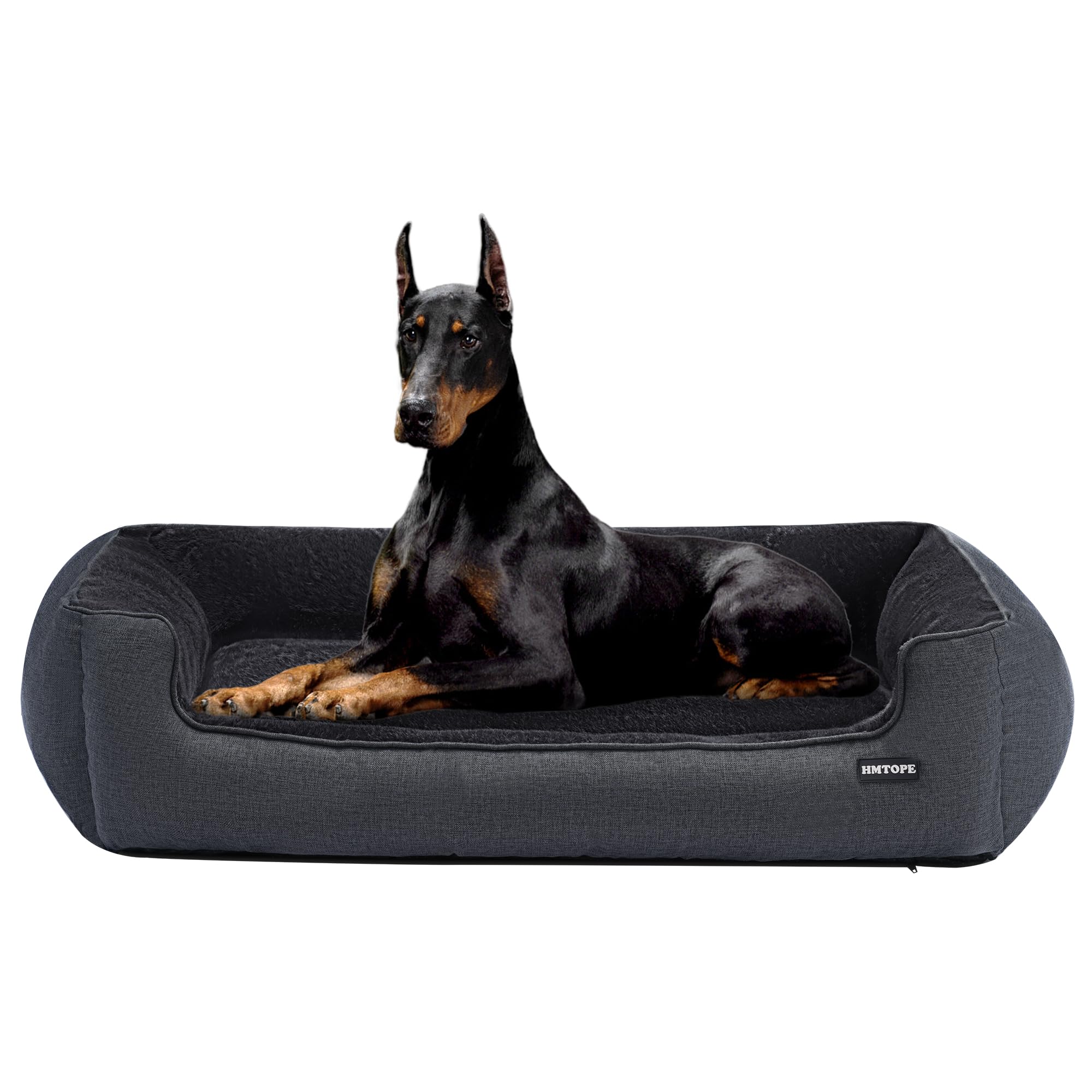 HMTOPE Cama para perros XXL, extraíble, lavable, 120 x 90 cm, gris oscuro | Sofá antiansioso para perros, suave y transpirable, cesta para perros, parte inferior antideslizante