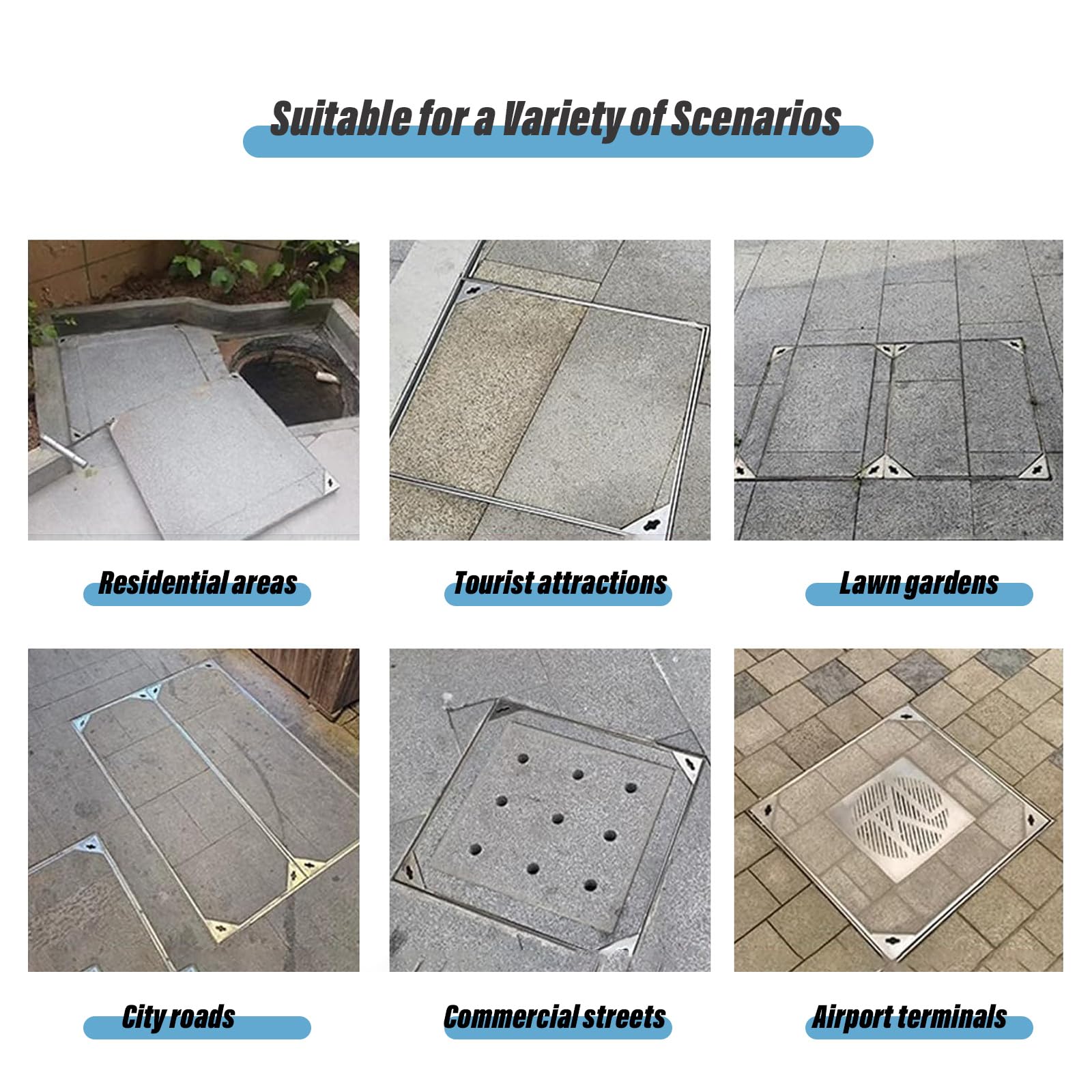 Coperchio per aspetto quadrato, coperchio invisibile per fossa settica, coperchio di accesso alle fogne in metallo robusto per cortili, giardini e cortili (31,5 x 31,5 pollici)