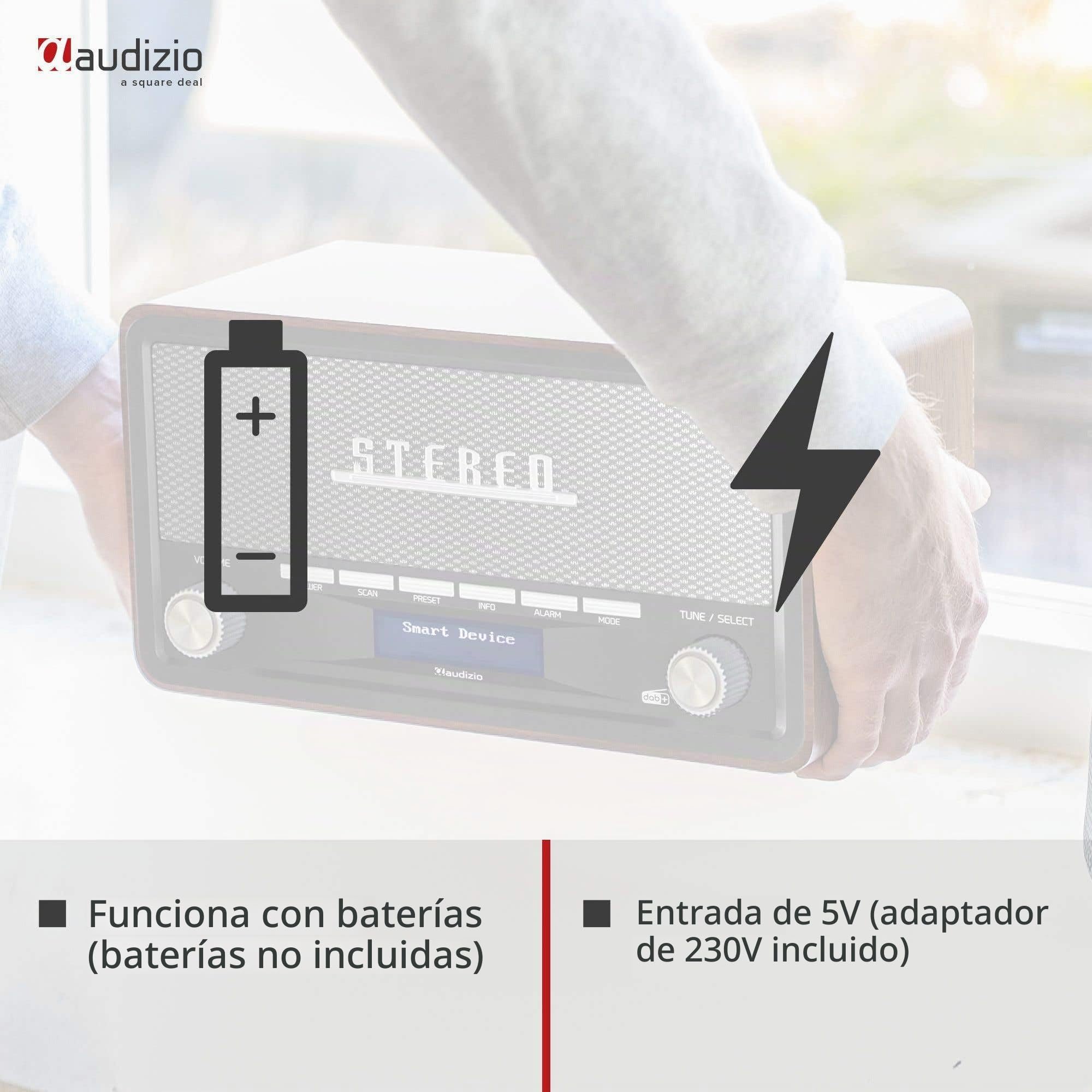 Audizio Foggia - Radio Dab+/FM Bluetooth Acabado Gris AUX Alarma Retro