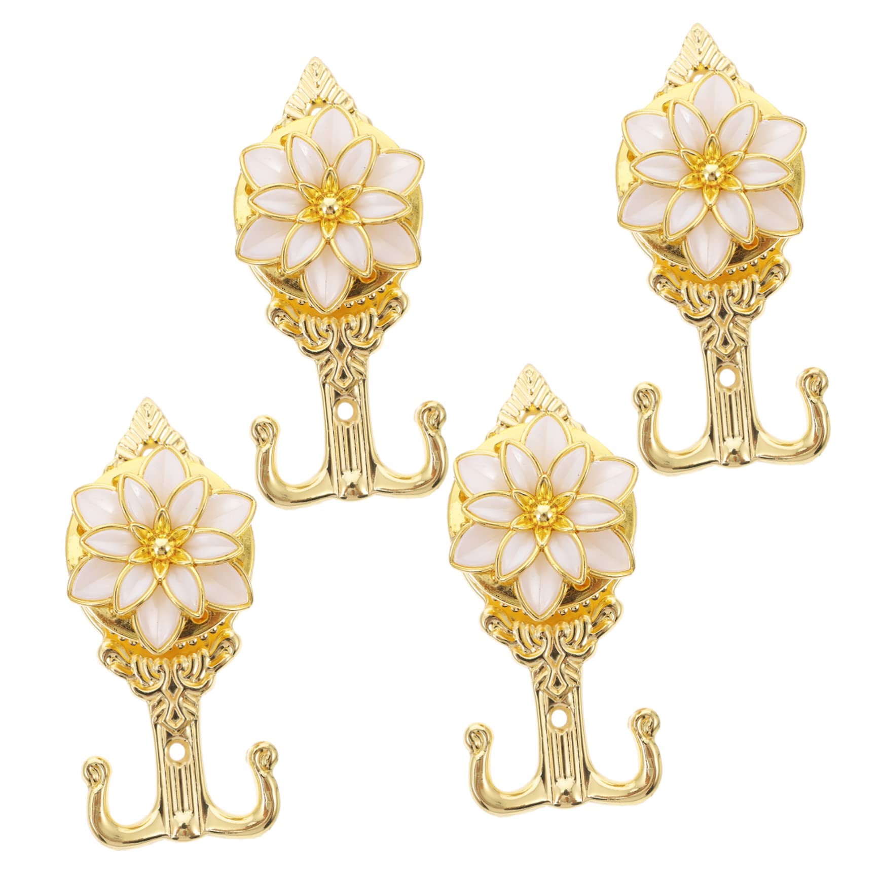 ULDIGI 4Pcs Wall Mounted Flower Shape Hooks for Bathroom Kitchen Home Decorative Hanging Hook Easy to Install for Organizing Towels Clothes