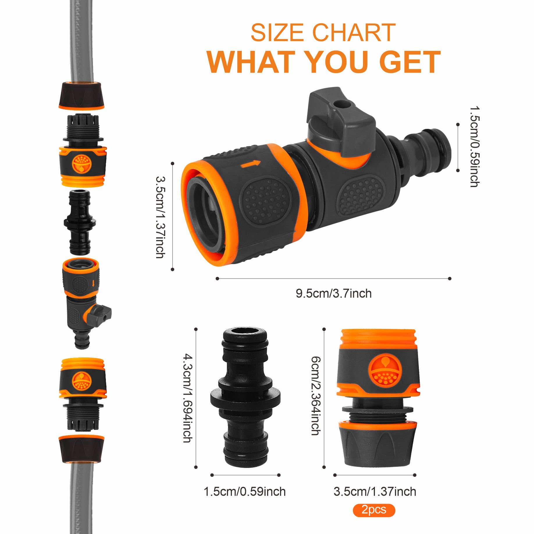 ZSYIULIA Quick Release Hose Connector with Switch Valve Quick Connection in Line Water Shut Off Valve Fitting for Garden Hoses, Watering Systems & Outdoor Taps - Image 2