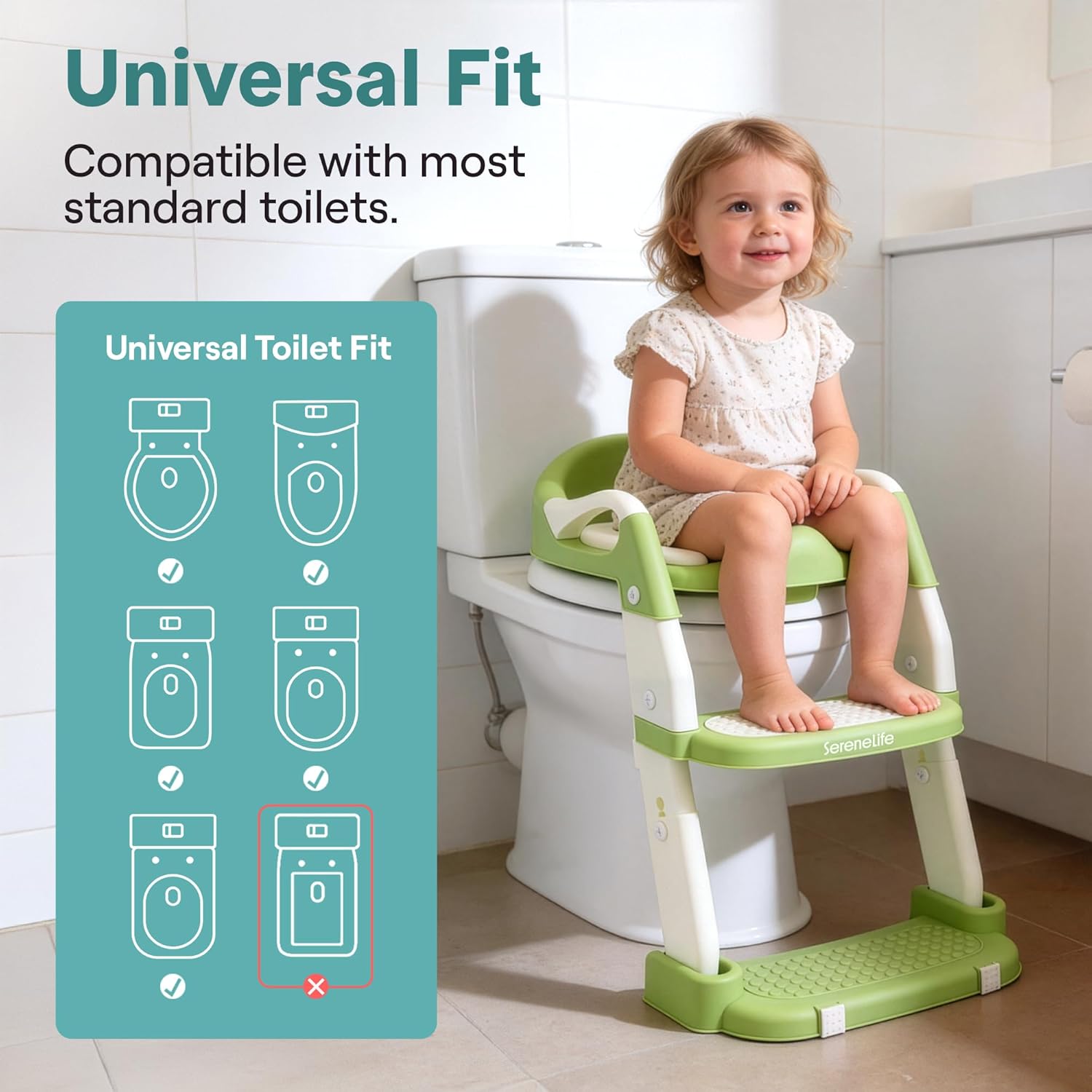SereneLife 2-in-1 Potty Chair & Potty Training Seat with Step Stool Ladder - Height Adjustable Kids/Toddler Toilet Seat with Stable Anti-Slip Design, Cushioned Seat & Splash Guard For Boys Girls