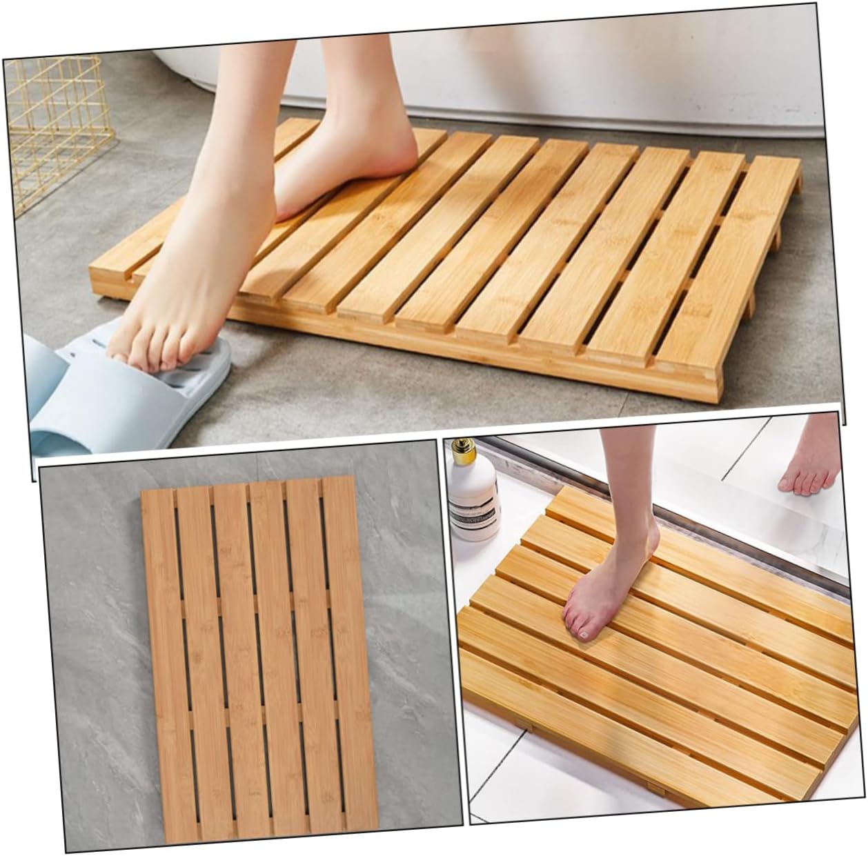 Non Slip Wooden Floor Mat for Indoor and Outdoor Use Stylish Design Slip Resistant Base Easy to Clean Versatile for Bathroom Spa Sauna