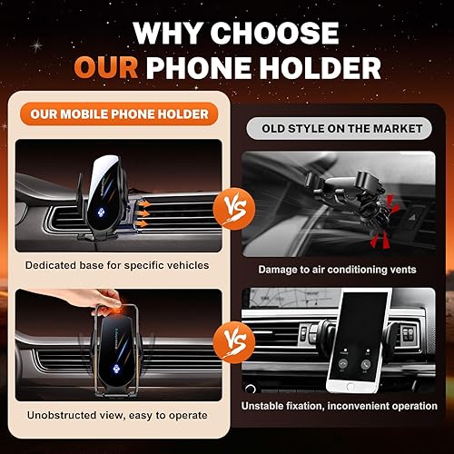 Miniatura 6 de Phone Holders for Your car, Custom fit Nissan Rogue 2016-2020 and Qashqai 2016-2023, Electric Phone Holder, Wireless Charging, Thick case