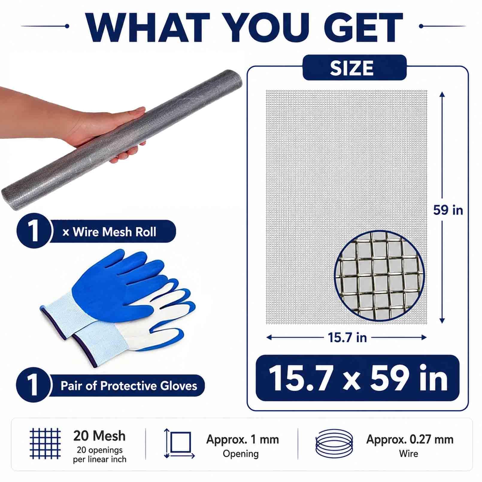 Stainless Steel Wire Mesh Roll - 15.7 x 59" -5