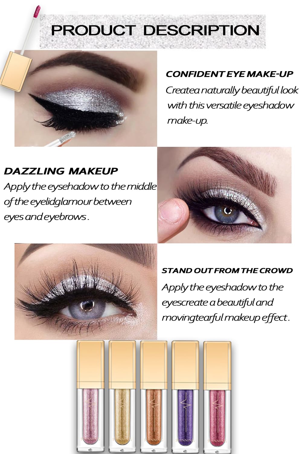 Liquid Glitter Eyeshadow & Eyeliner Pen, eyeshadow Stick, Highly Pigmented glitter Eyeliner Shimmer - Image 3