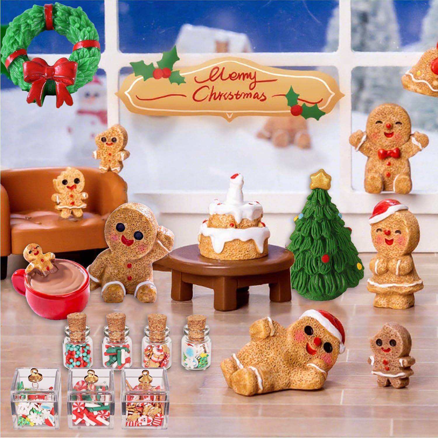 Kuvarix Wichtel Zubehör Weihnachten 22-teilig - Miniatur Deko Für Wichteltür | 1:12 Puppenhaus Accessoires