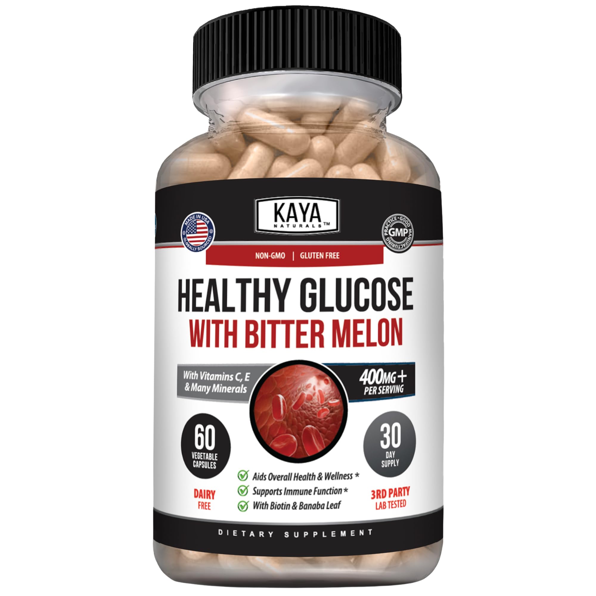 Kaya Naturals Healthy Gluco with Bittermelon Supplement, 60 Count