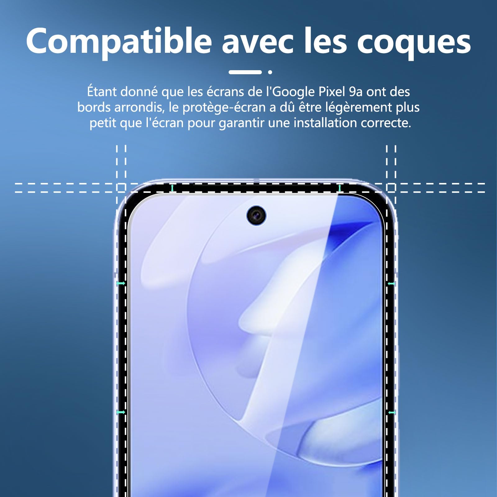 Visiter la boutique NEW'C NEW'C Lot de 3, Verre Trempé pour Google Pixel 9a Protection efficace contre les Rayures - sans Bulles - Ultra Résistant, Dureté 9H Glass in use