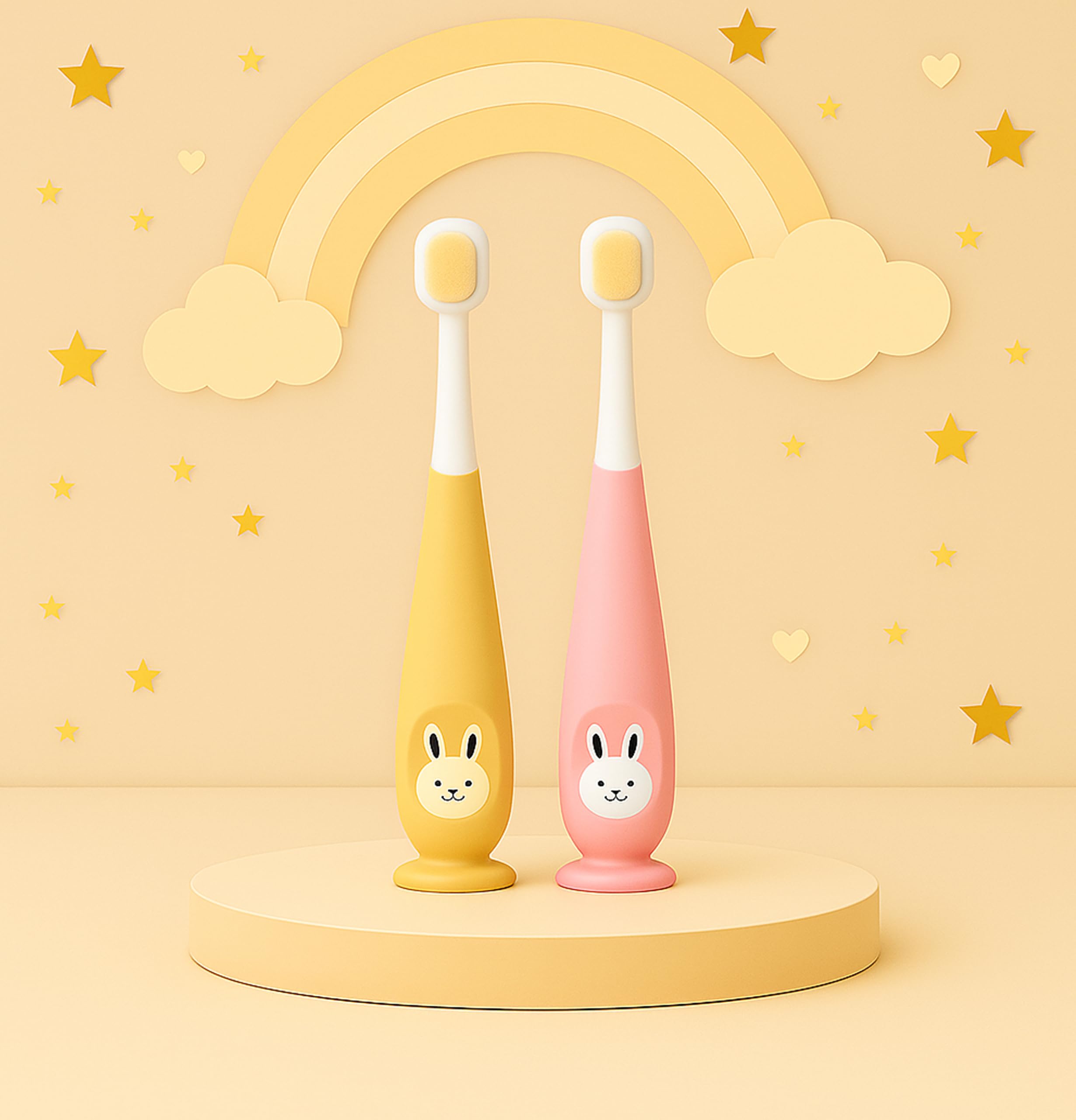 Pack of 2 Baby Ultra Silicone Bristles Training Toothbrush For Gentle and Complete Oral Cleaning 360-Degree Easy Grip Tooth Brush 1 to 7 Years BPA Free (PATTERN 12, LARGE)-image-41